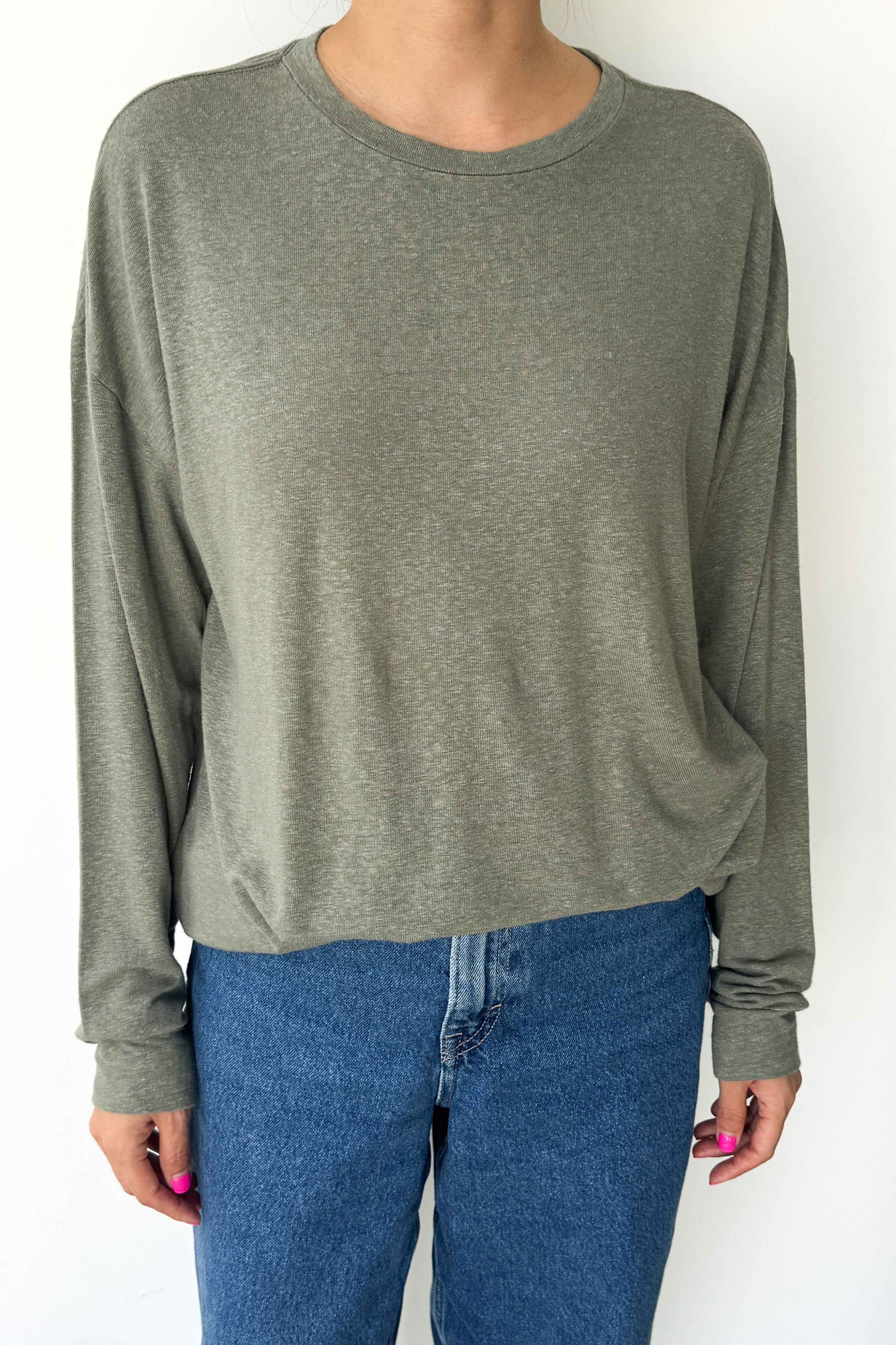 Haze Linen Blend Tee - Sage