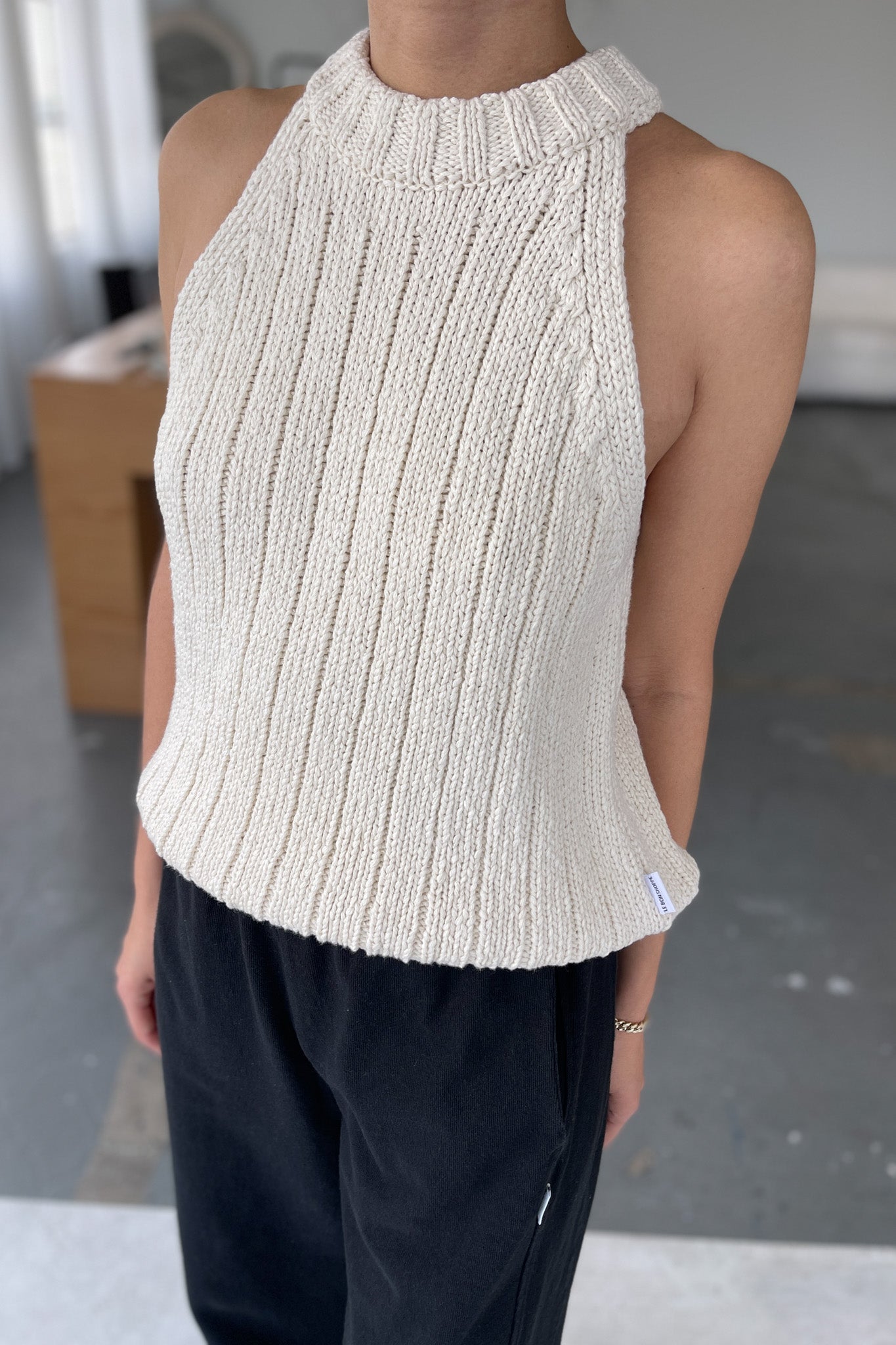 Claire Cotton Sweater Tank Naturel