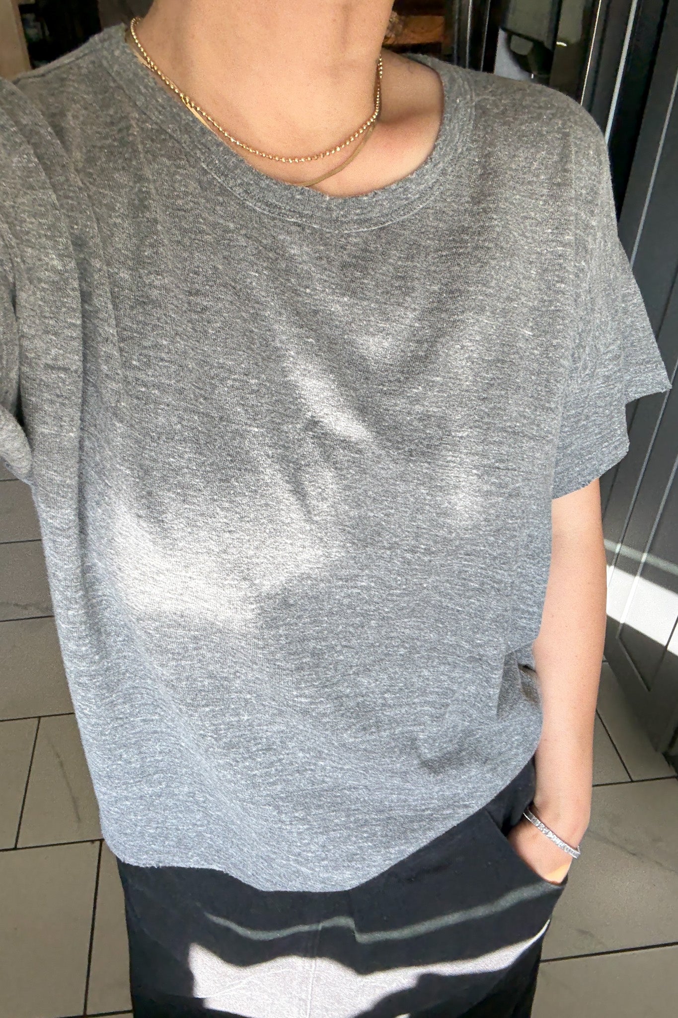 Vintage Fille Tee - Ht.Grey