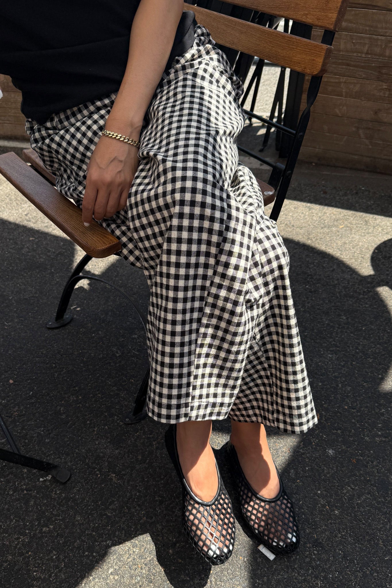 Gingham Arc Pants - Black Gingham