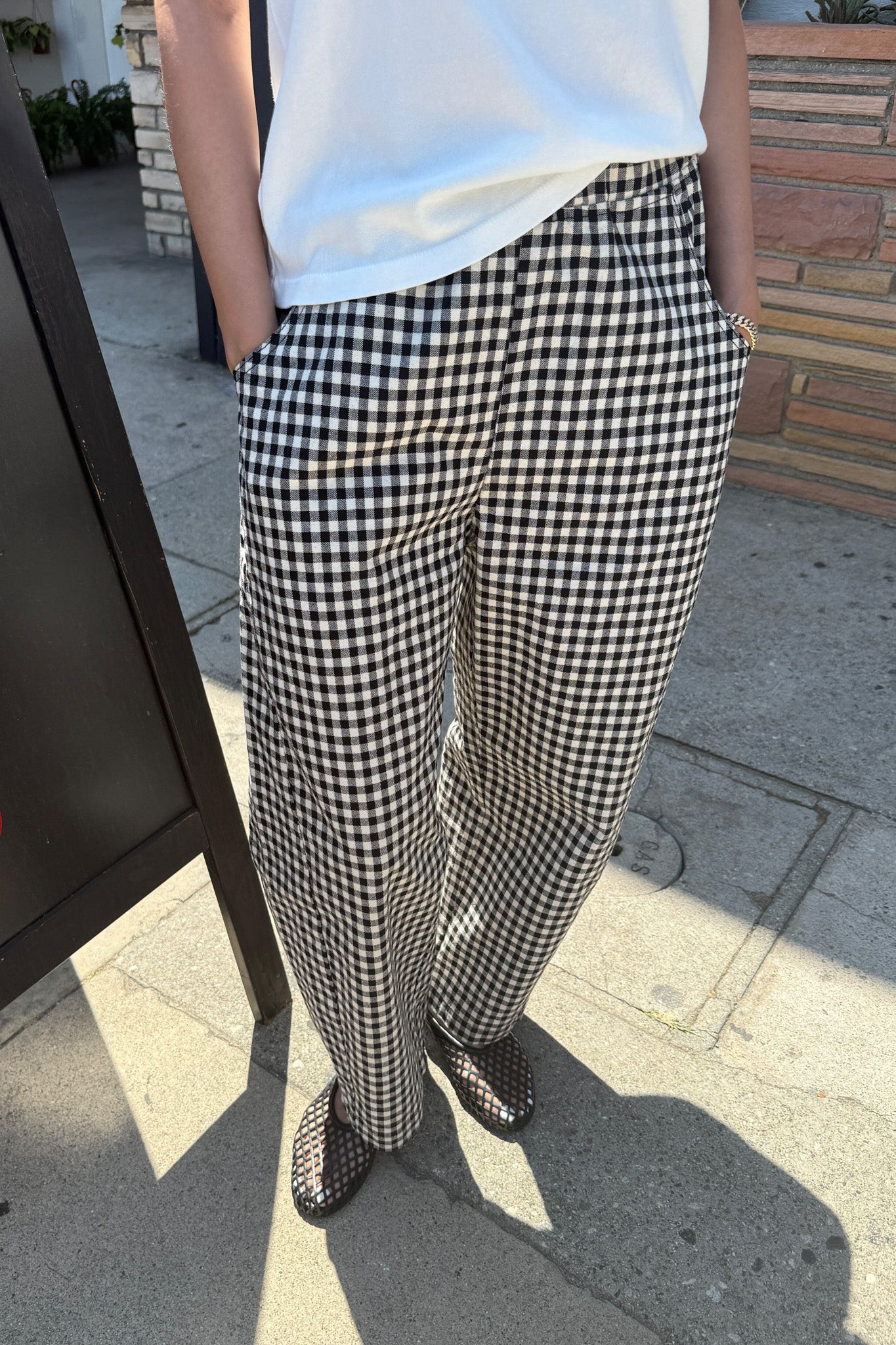 Gingham Arc Pants - Black Gingham