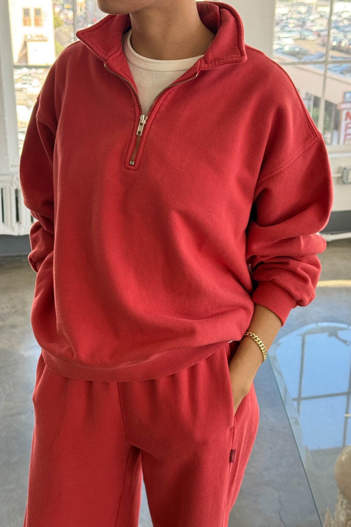 Noah Top in Coral Red