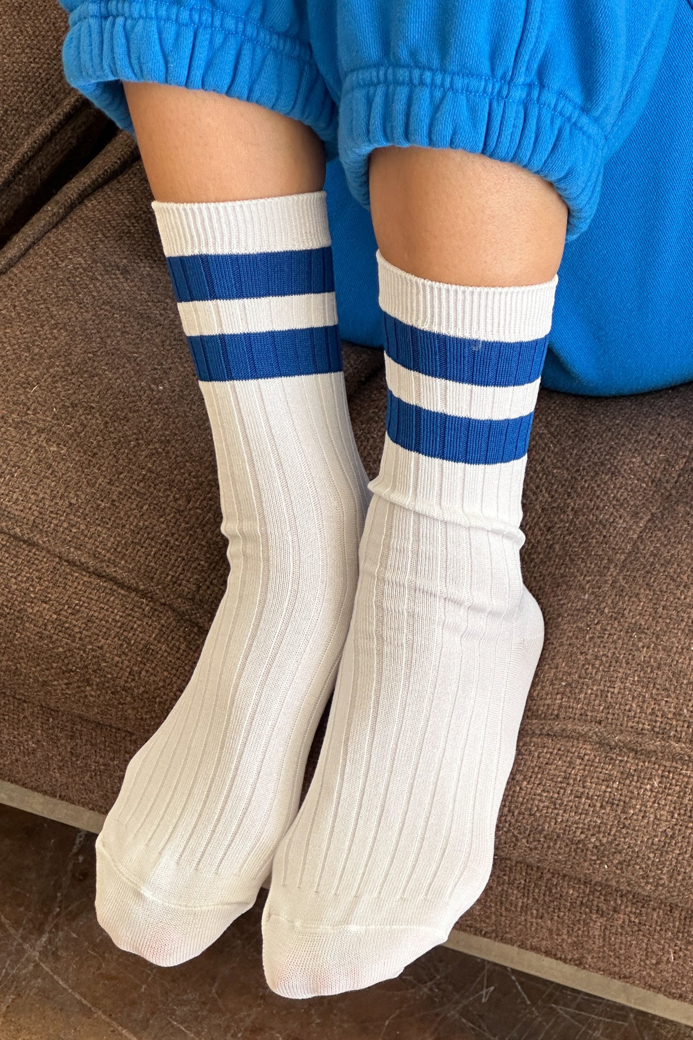 Her Varsity Socks - White Blue