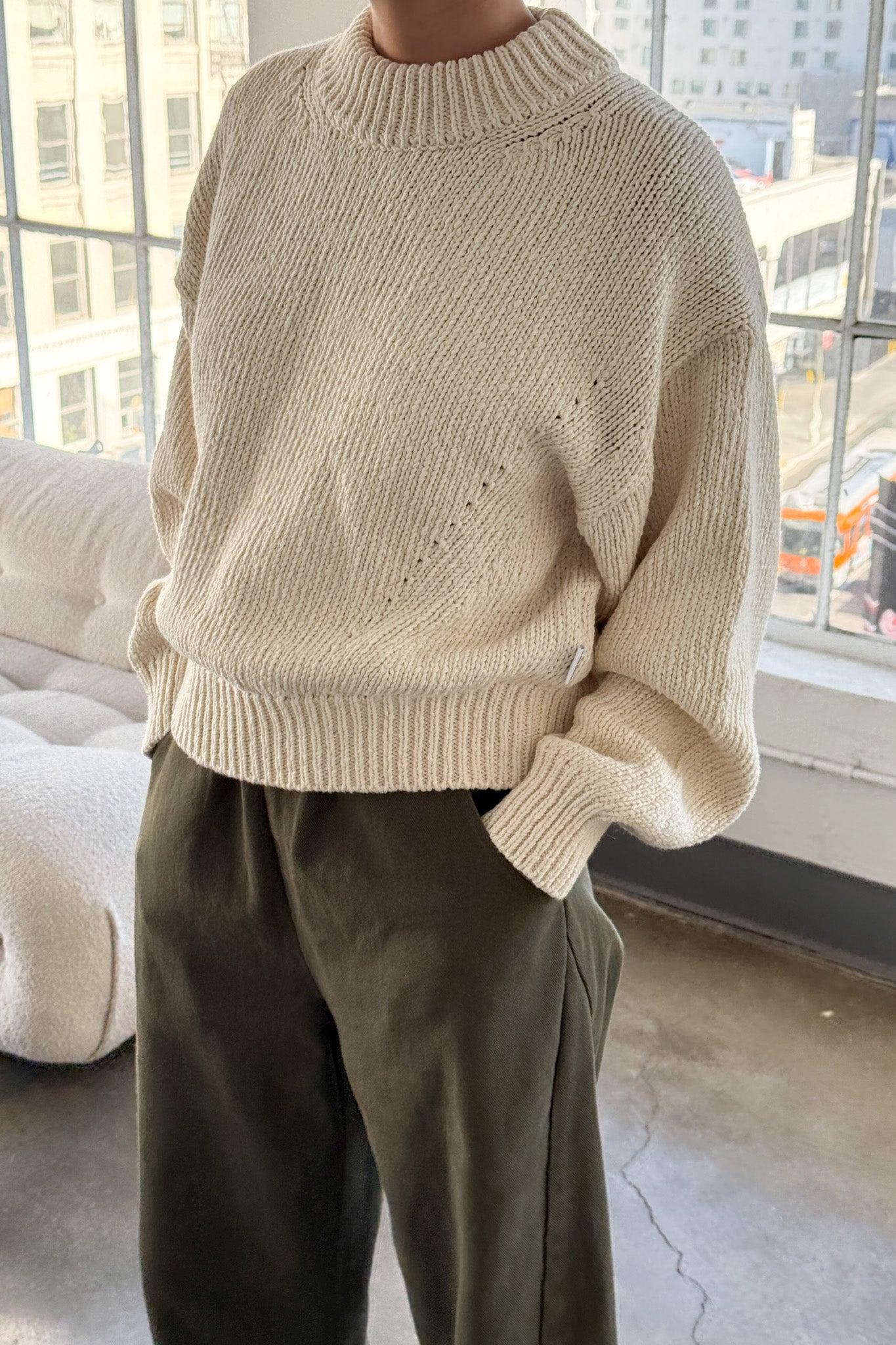 Zoe Cotton Sweater in Naturel