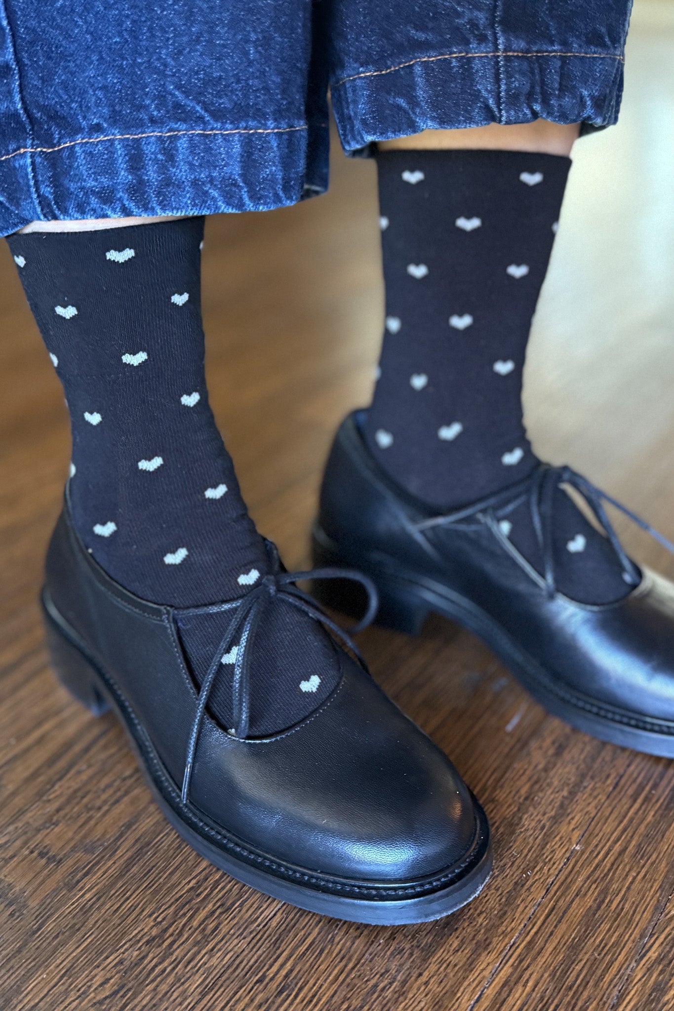 Sneaker Socks - Heart - Black / Cream