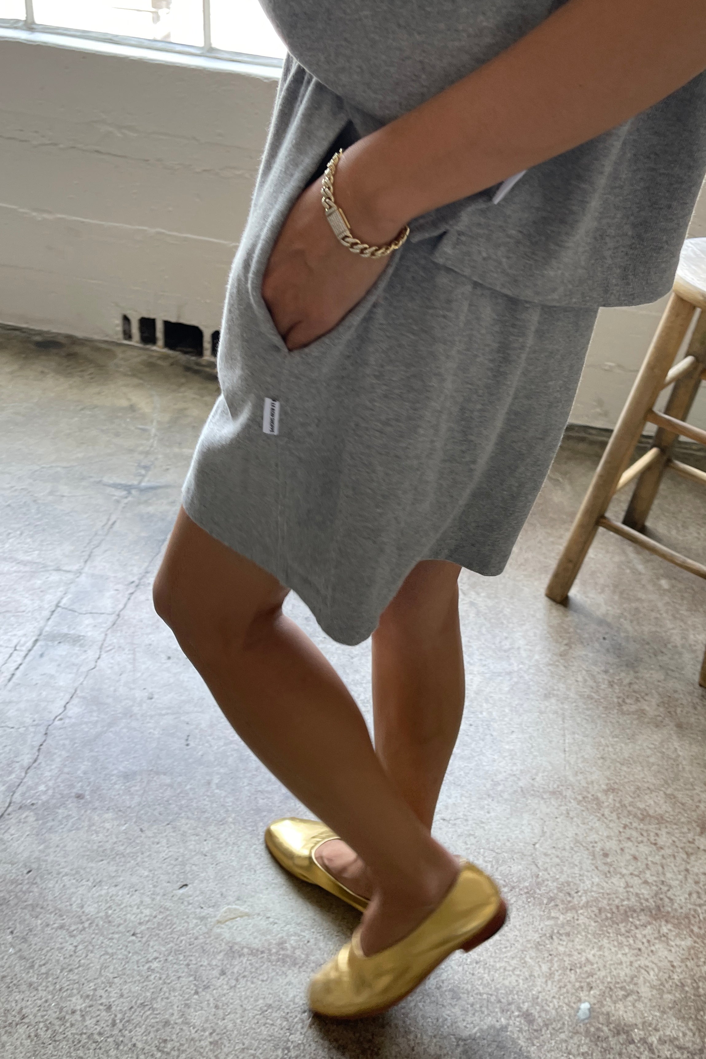 Short de basket évasé - Ht. Gris