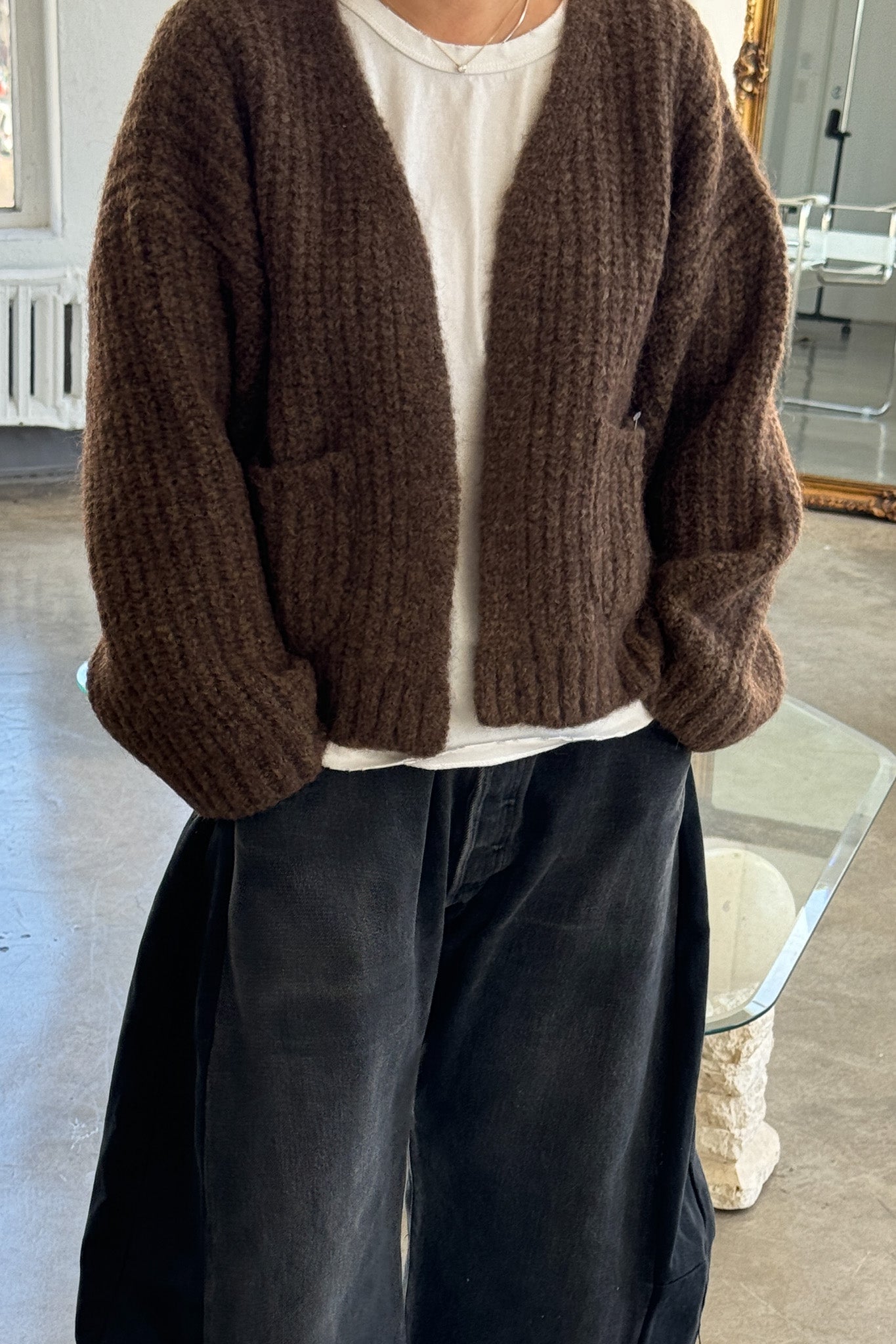 Alpaca Sweater Jacket in Wood Alpaca Sweater Jacket in Wood