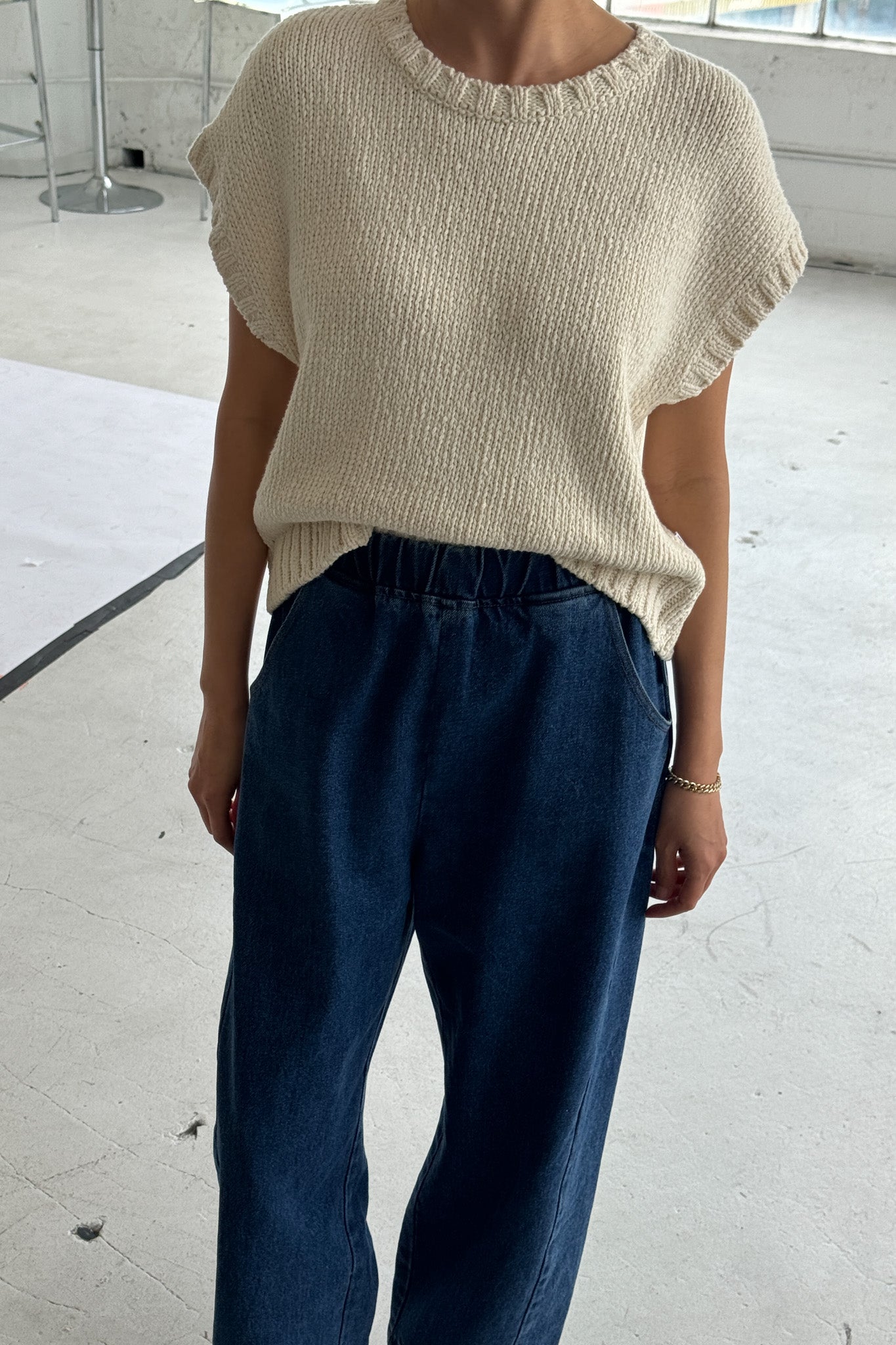 Pierre Cotton Sweater Top - Naturel