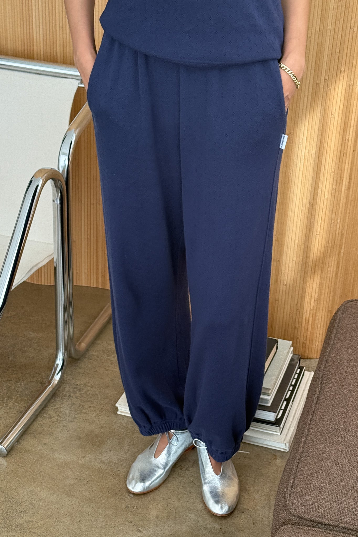 Pointelle Balloon Pants - Navy