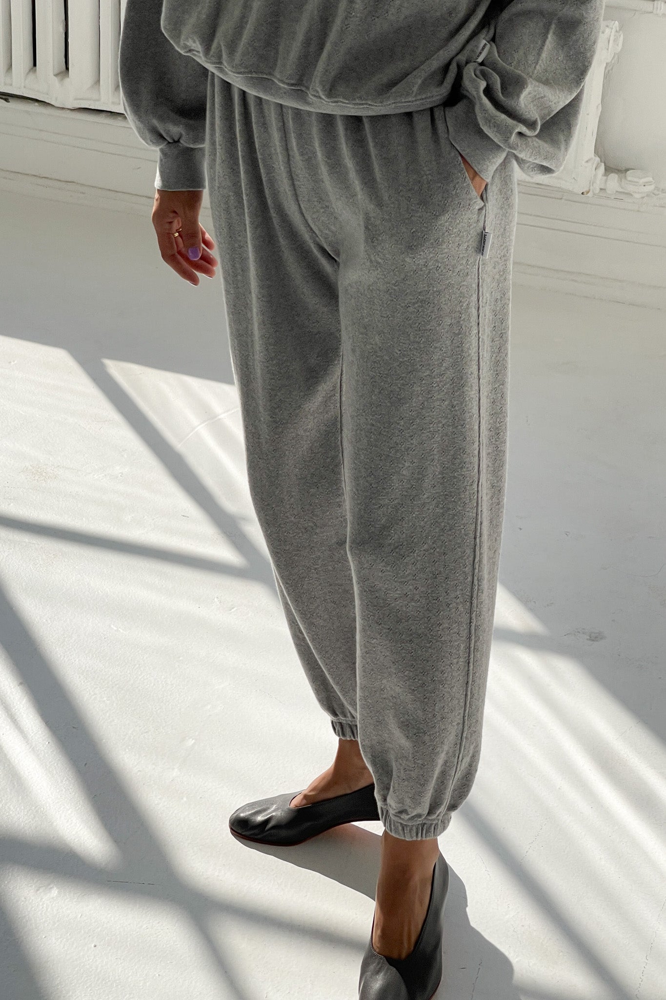 Pointelle Serene Joggers - Melange Grey