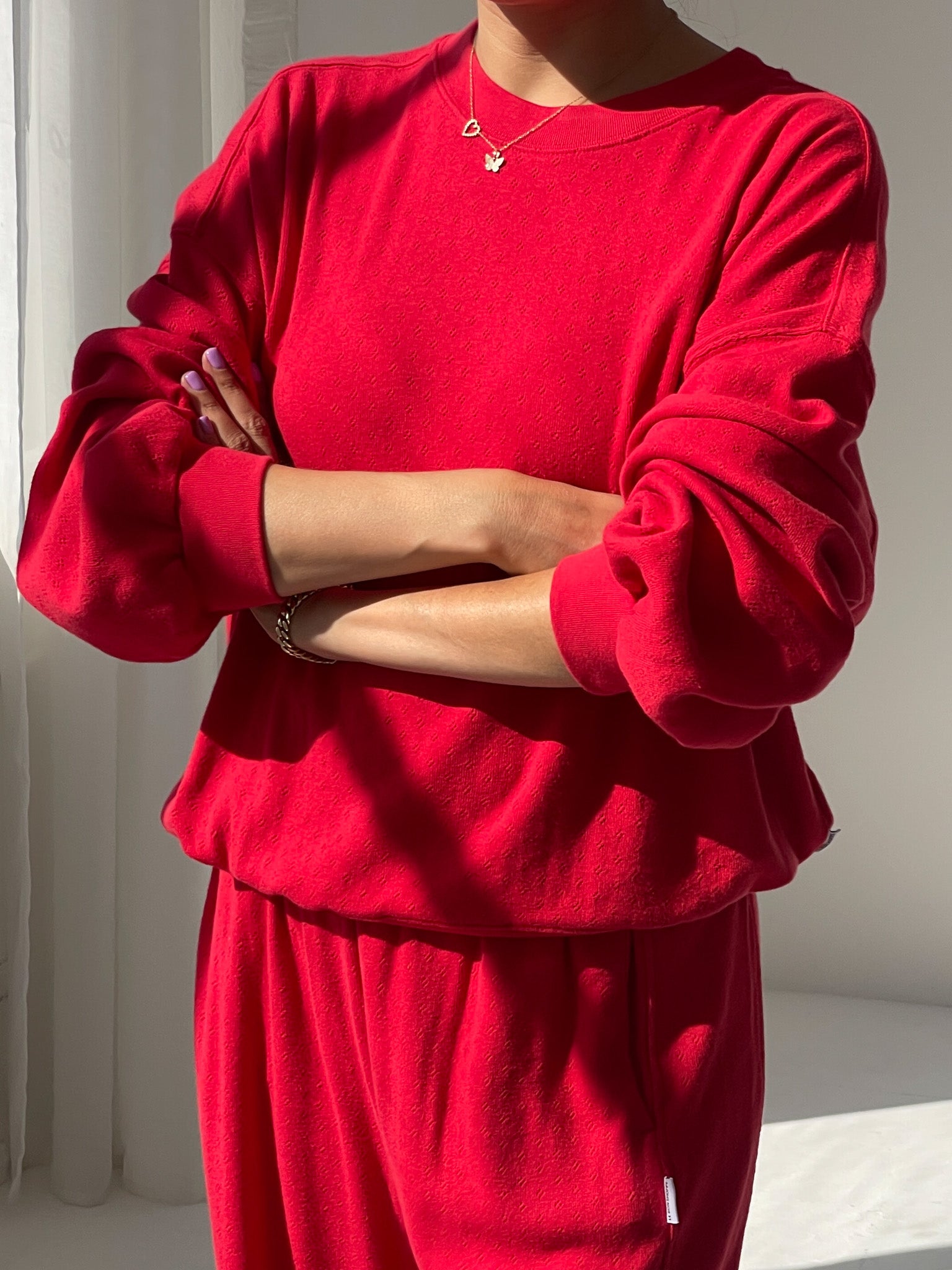 Pointelle Core Sweatshirt - Red Apple