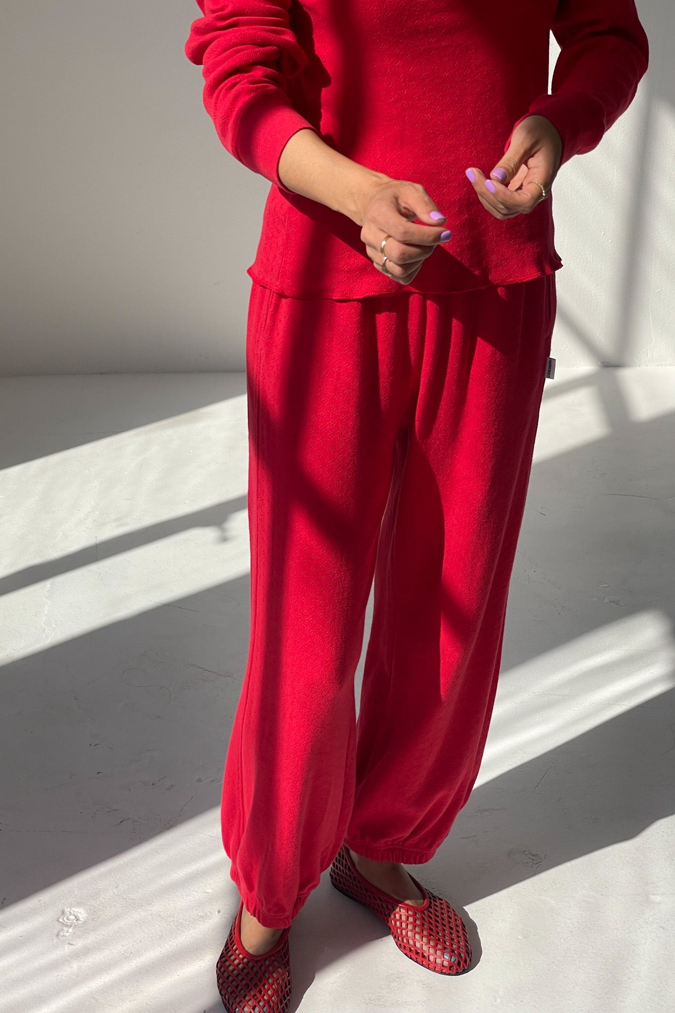 Pointelle Balloon Pants - Red Apple
