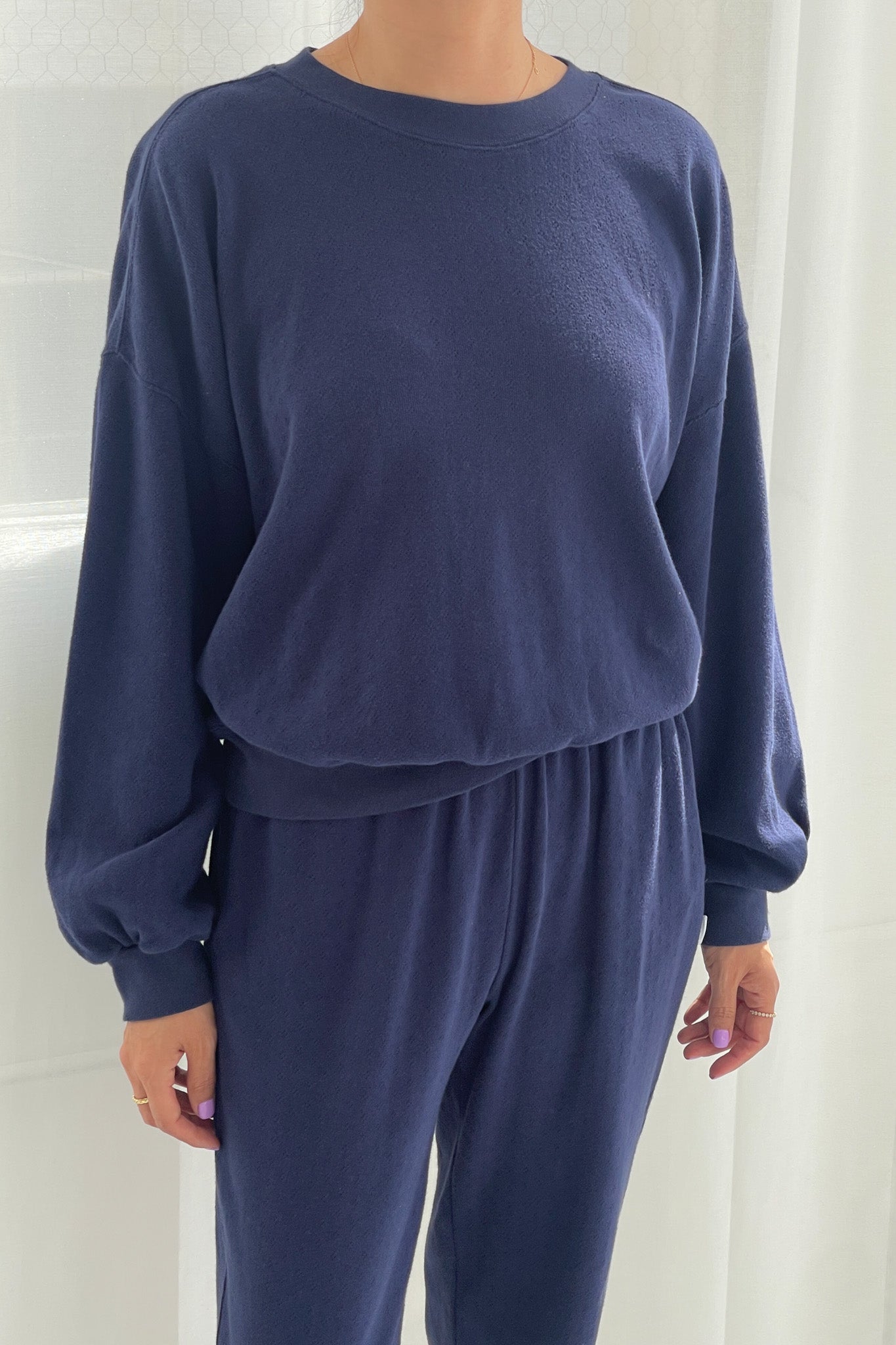 Pointelle Core Sweatshirt - Navy