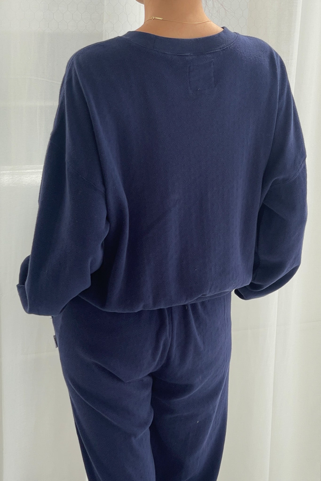 Pointelle Core Sweatshirt - Navy