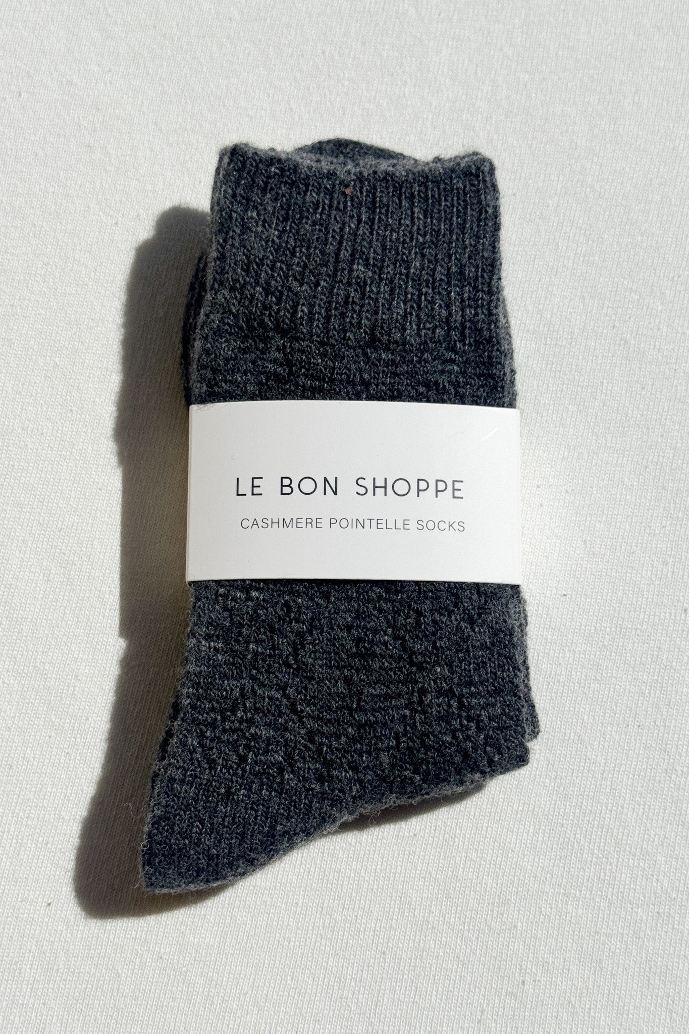 Cashmere Pointelle Socks - Charcoal