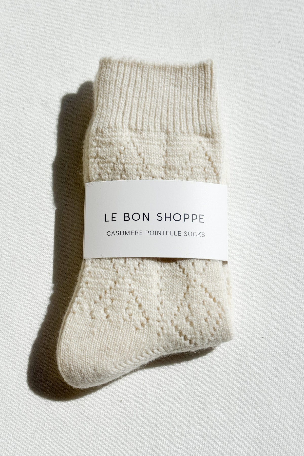Cashmere Blend Pointelle Socks - Cream