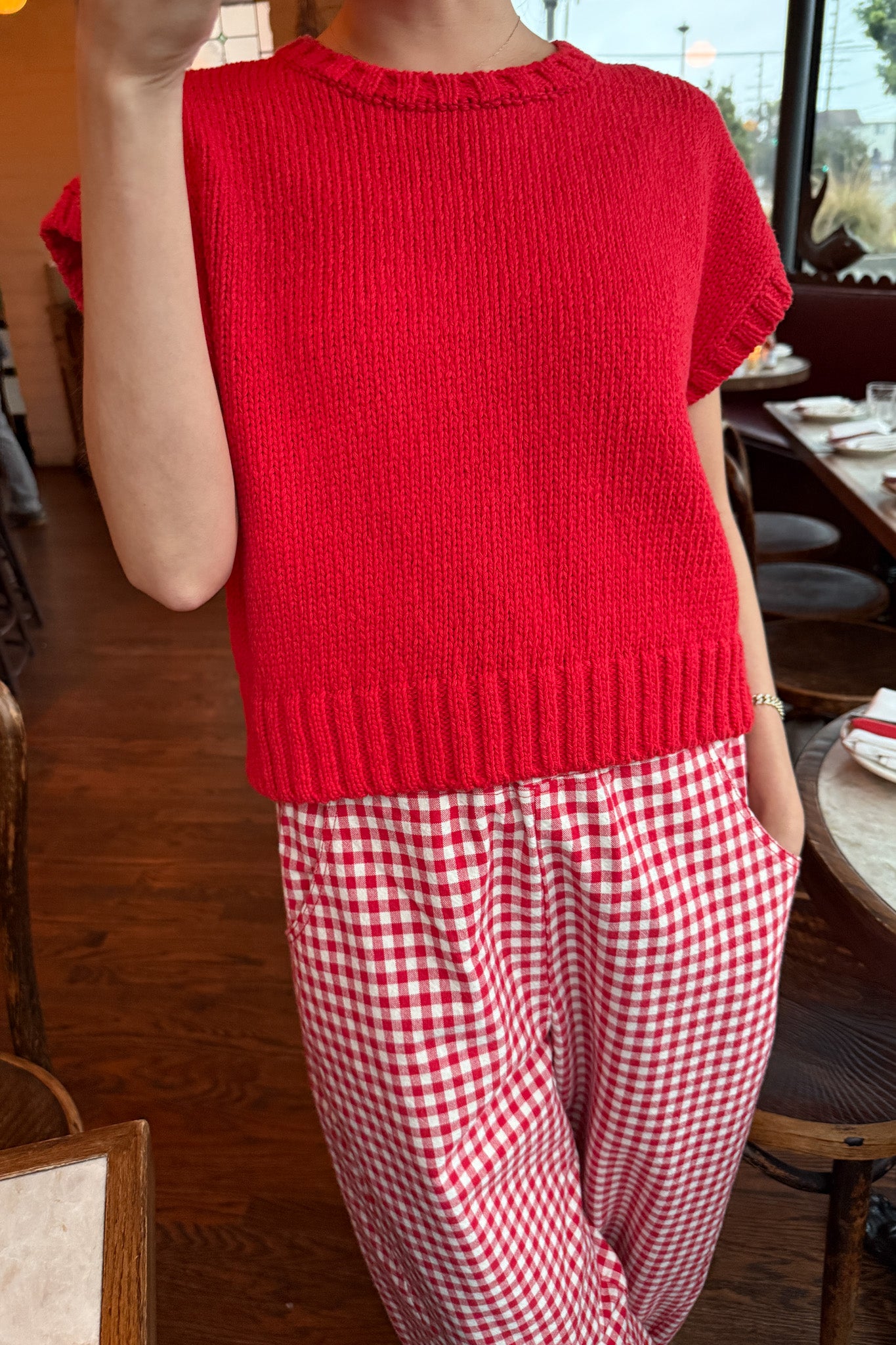 Pierre Cotton Sweater Top - Chilli