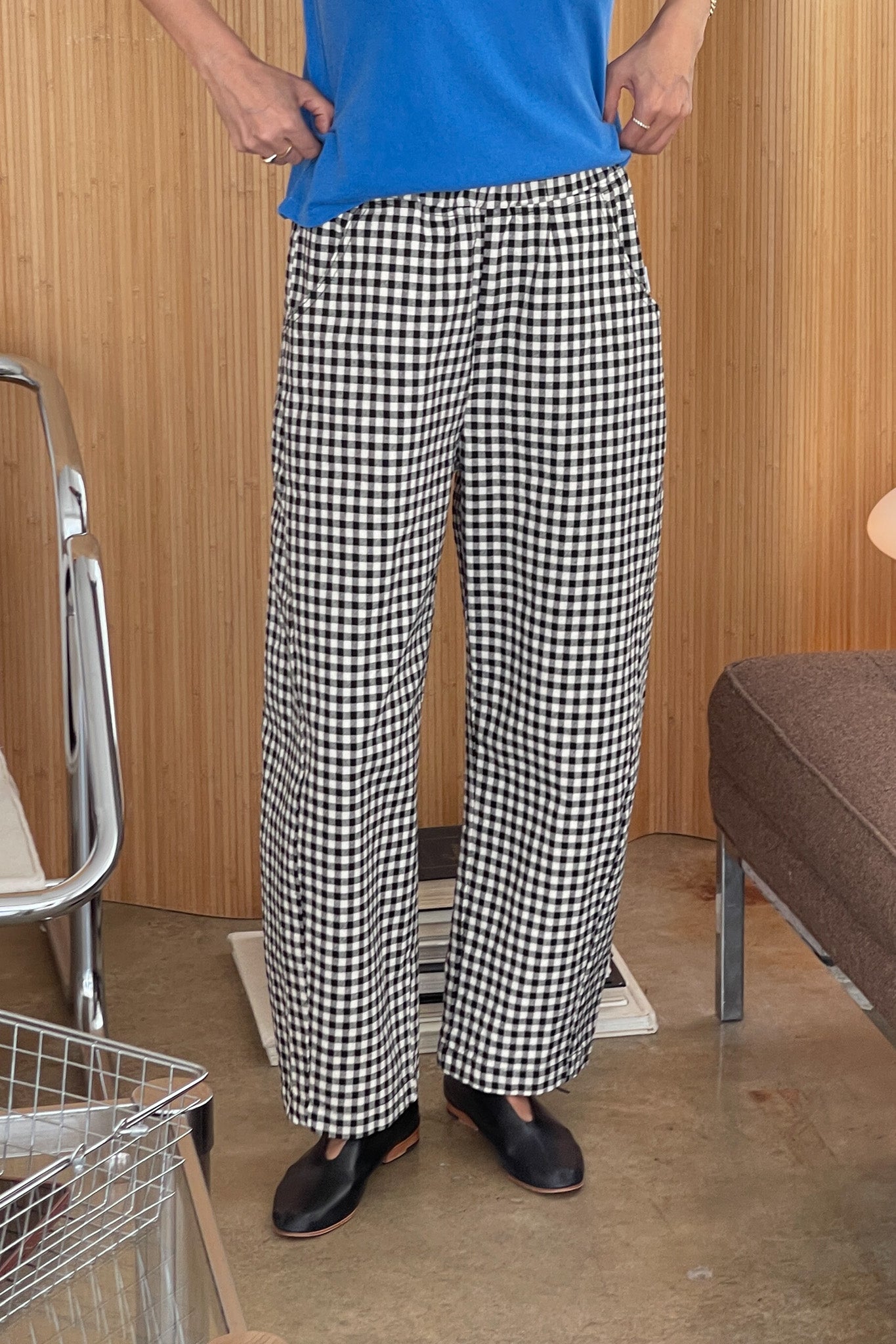 Gingham Arc Pants - Black Gingham