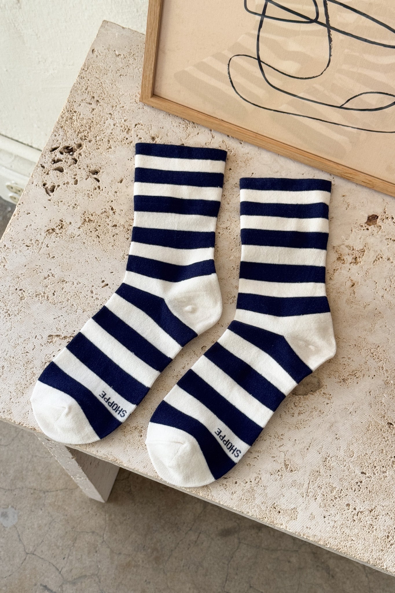 Wide Wally Socks - Wide / Navy Stripe