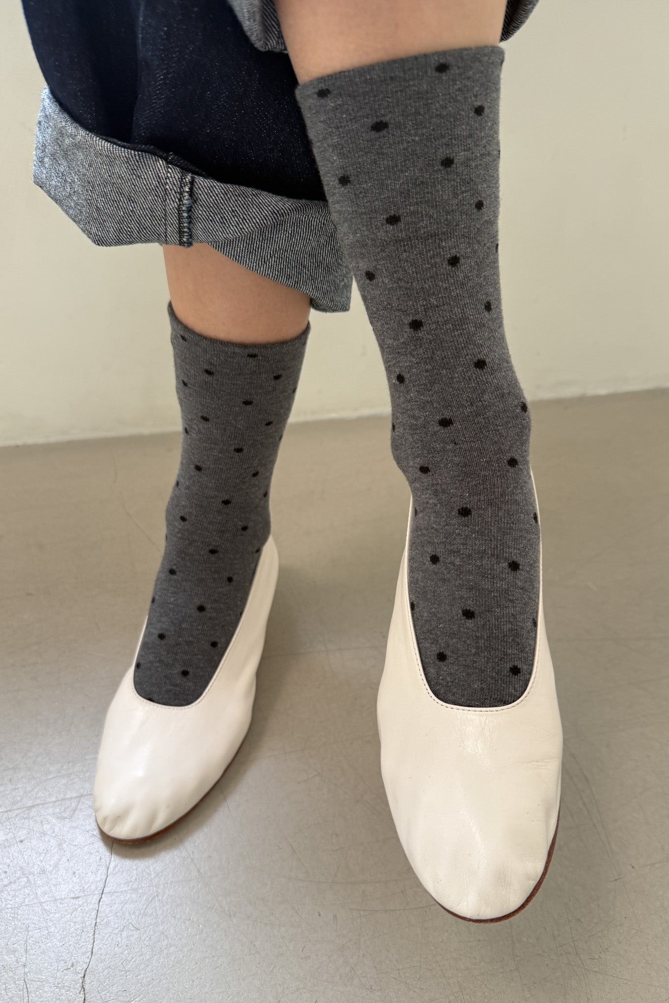 Sneaker Socks - Polka Dot - Charcoal / Black