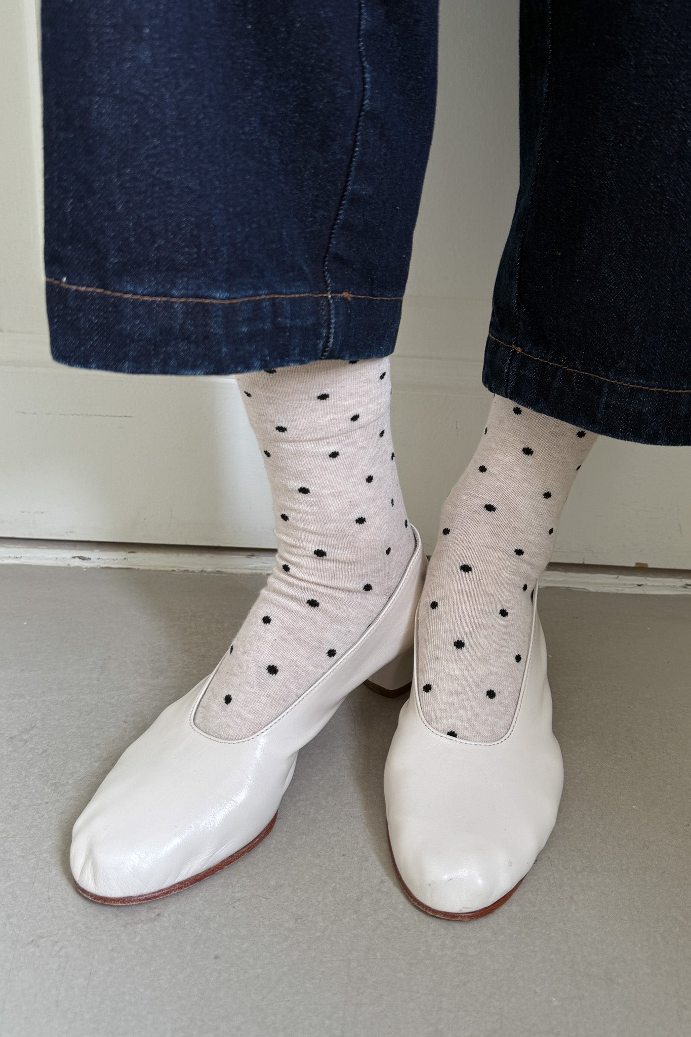 Sneaker Socks - Polka Dot- Oatmeal / Black