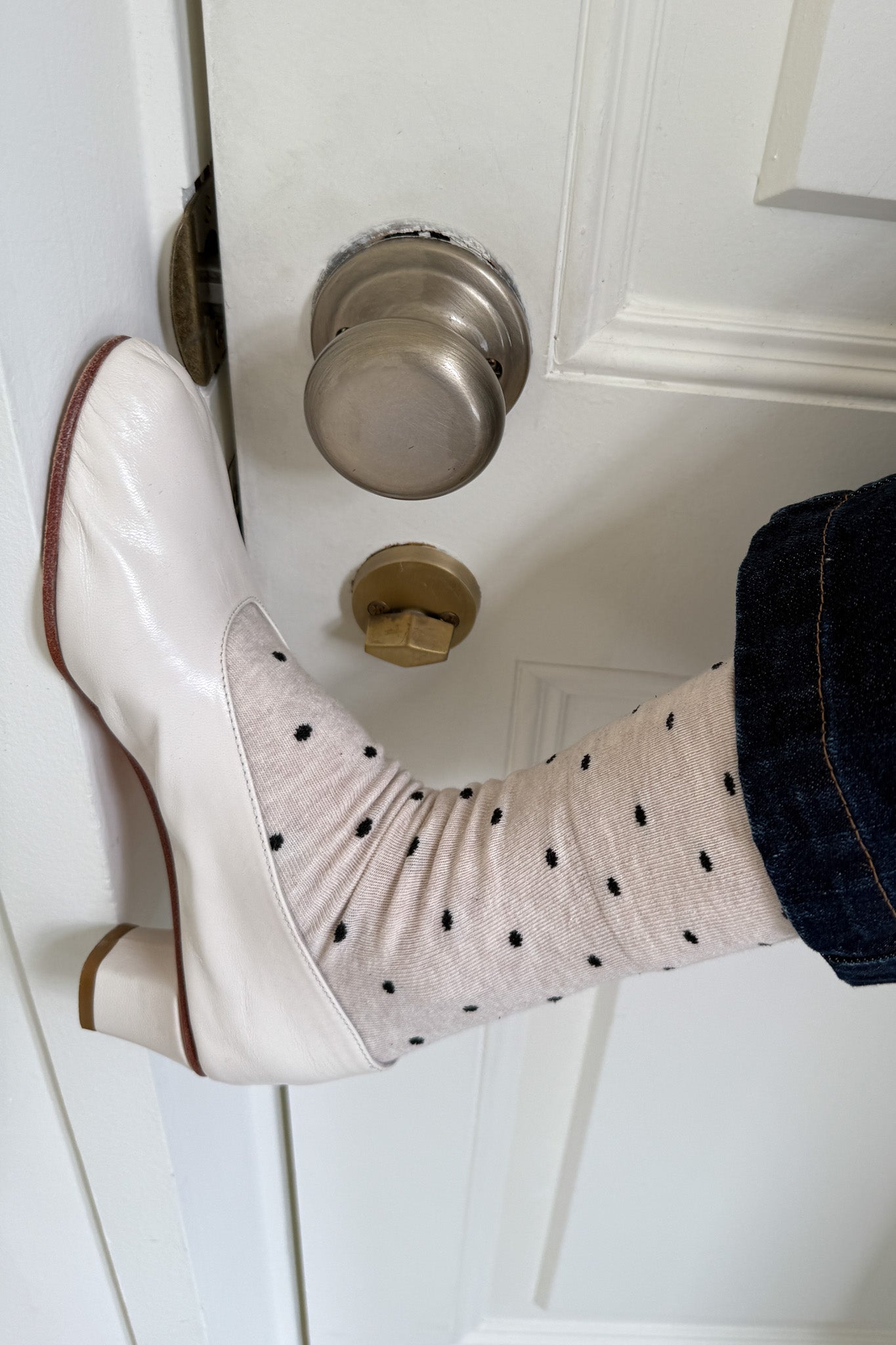 Sneaker Socks - Polka Dot- Oatmeal / Black