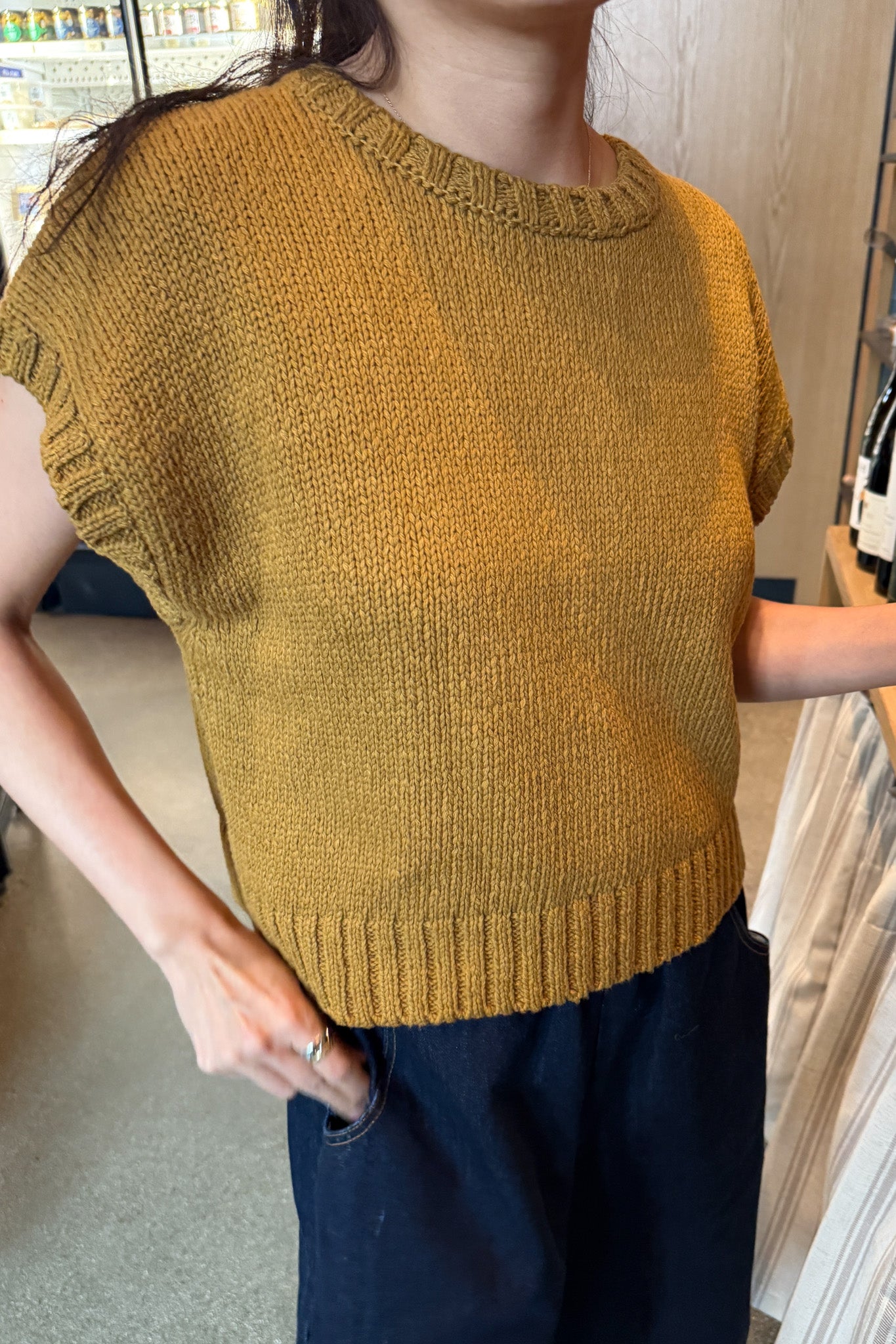 Pierre Cotton Sweater Top - Dijon