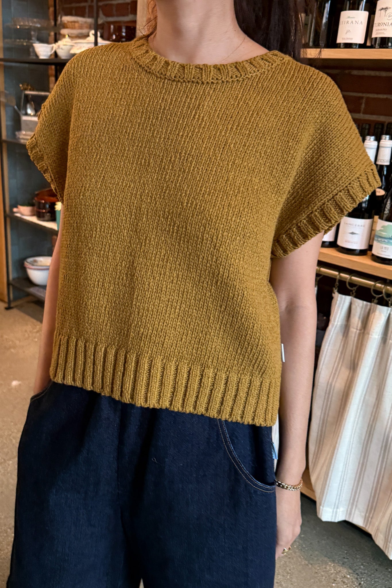 Pierre Cotton Sweater Top - Dijon
