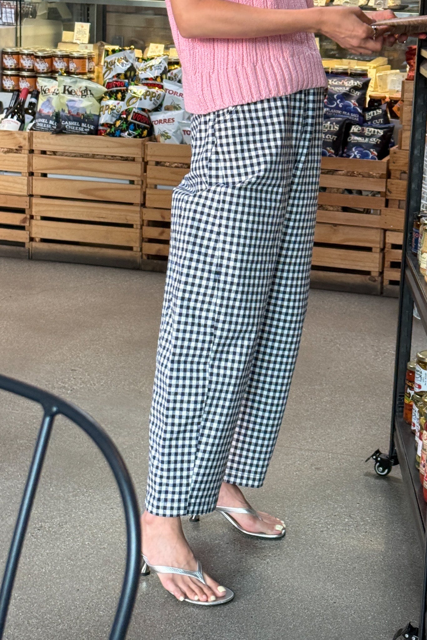Gingham Arc Pants - Navy Gingham