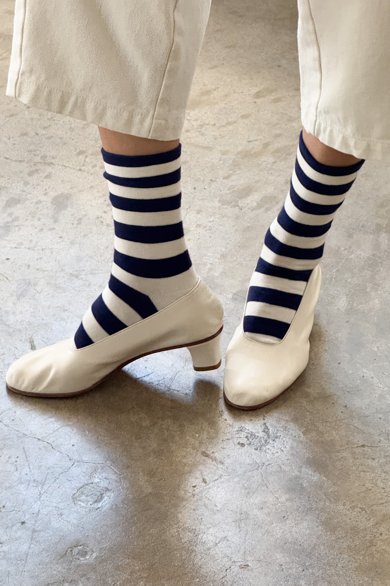 Wide Wally Socks - Wide / Navy Stripe
