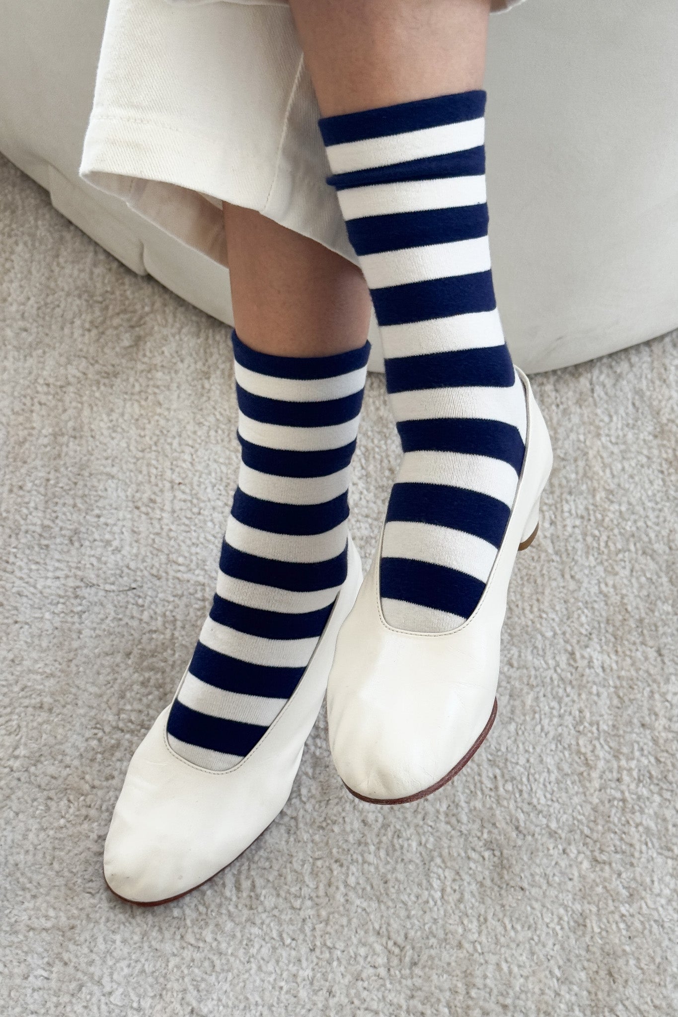 Wide Wally Socks - Wide / Navy Stripe