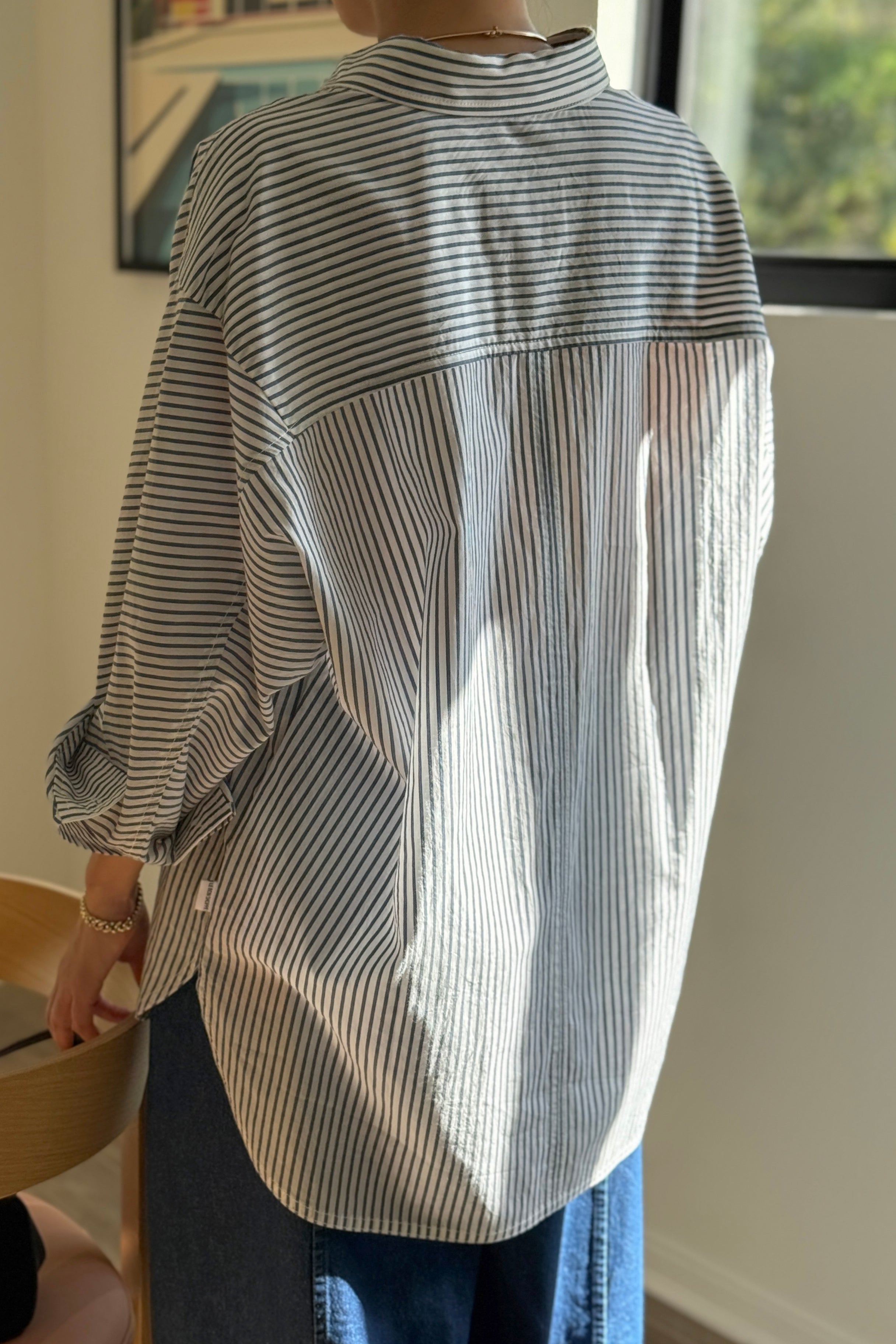 Striped Light Weight Owen Shirt - Denim Stripe On White