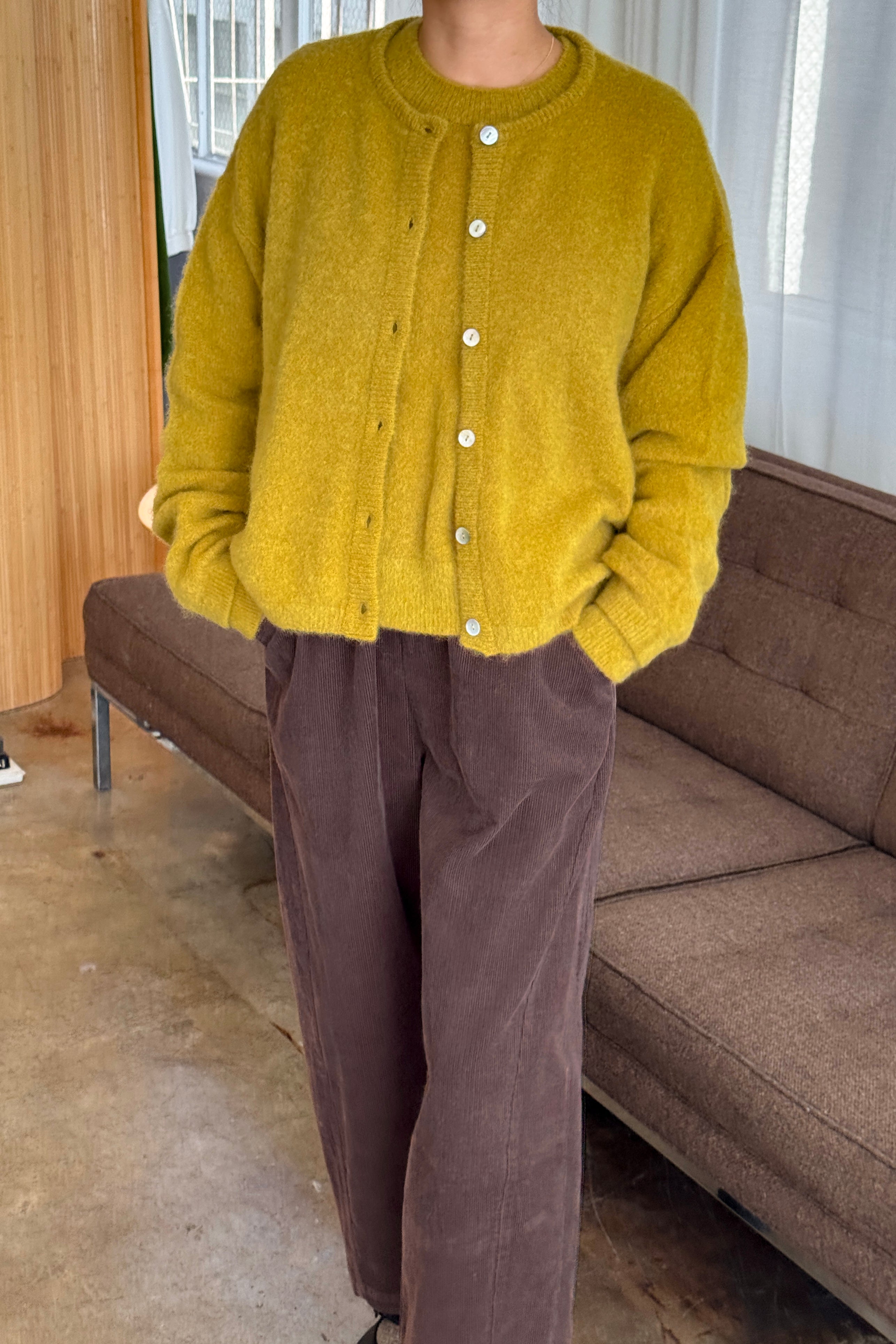 Leila Mohair Cardigan - Bistro Yellow