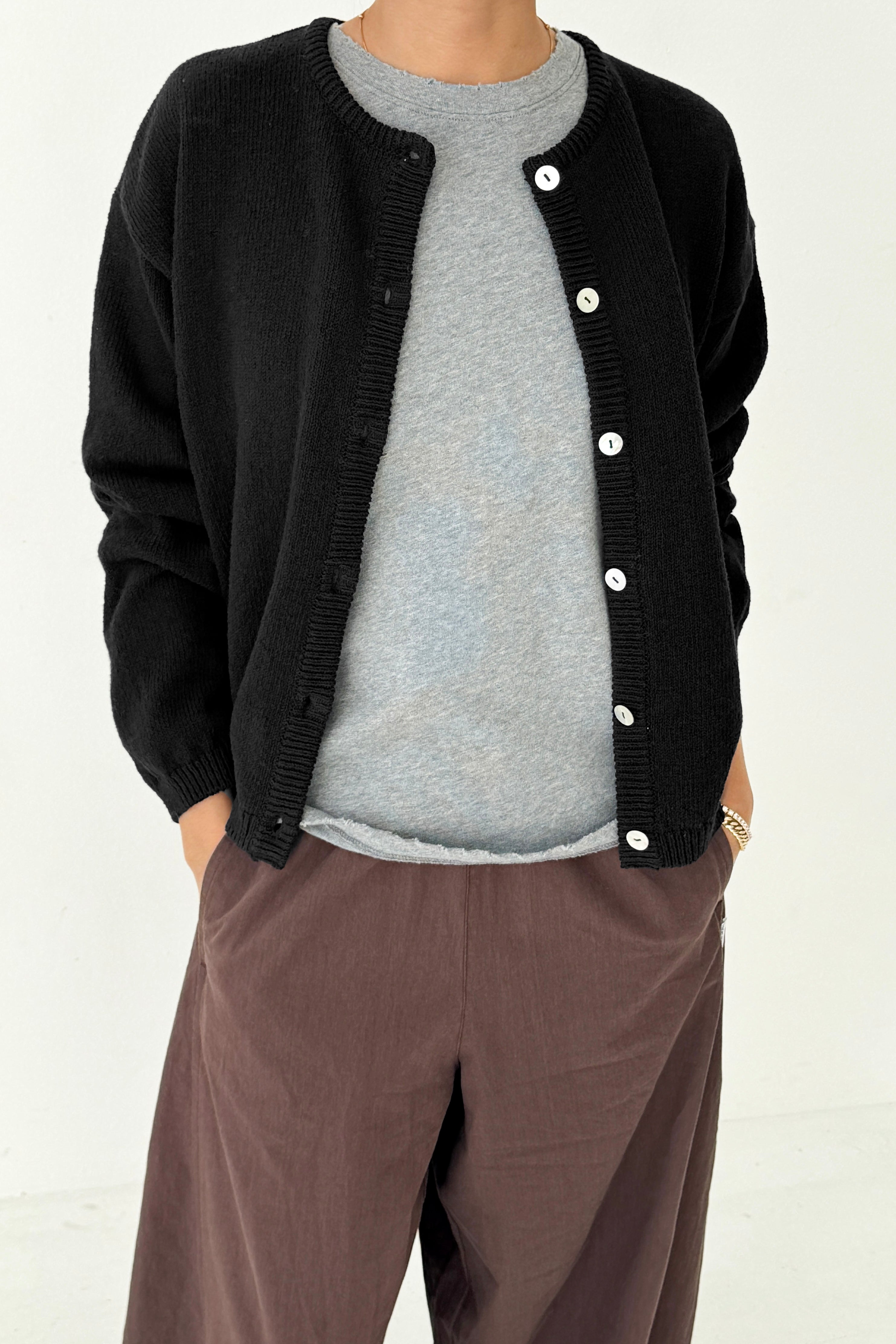 Cotton Leila Cardigan - Black