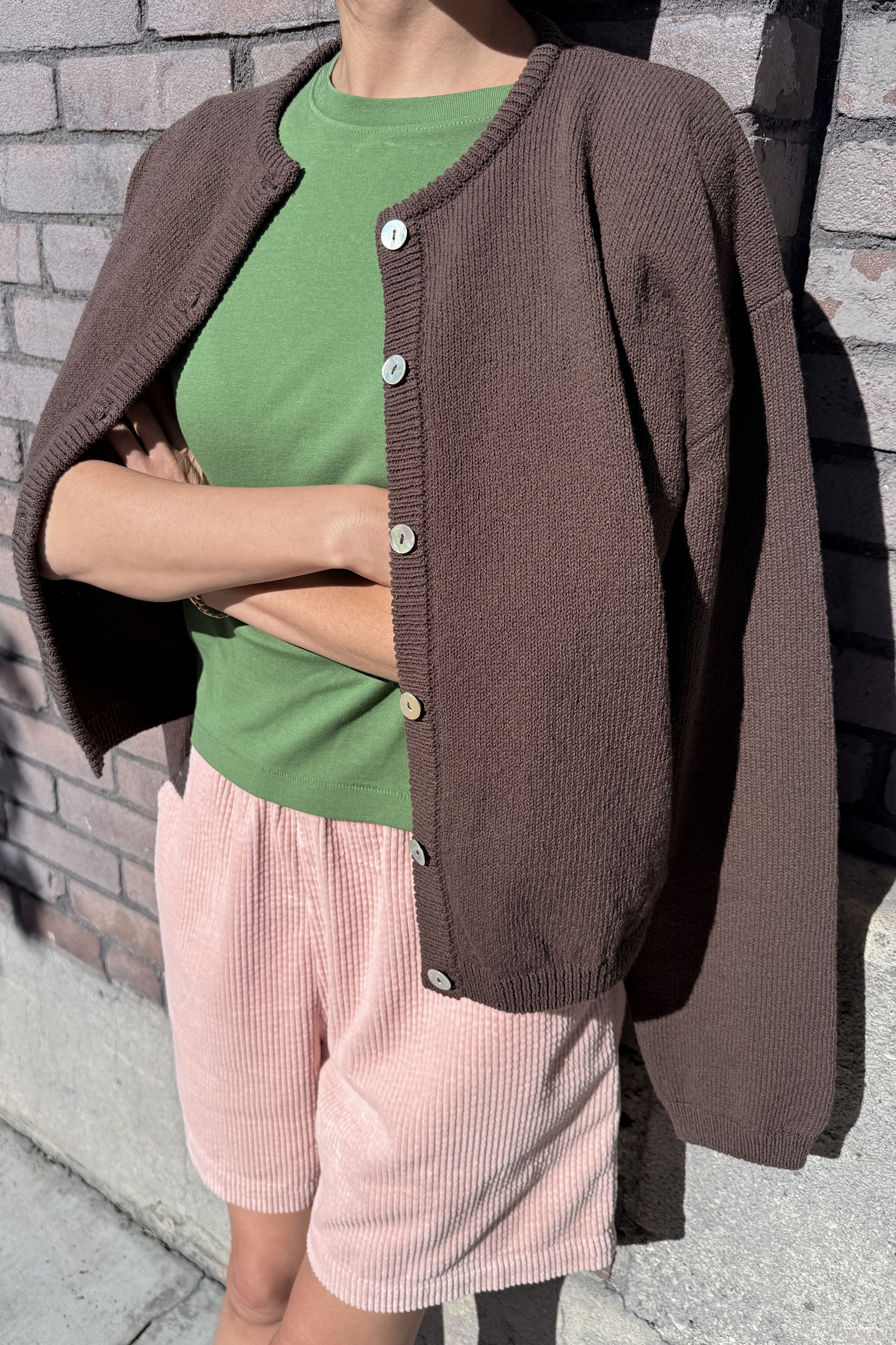 Cotton Leila Cardigan - Brown