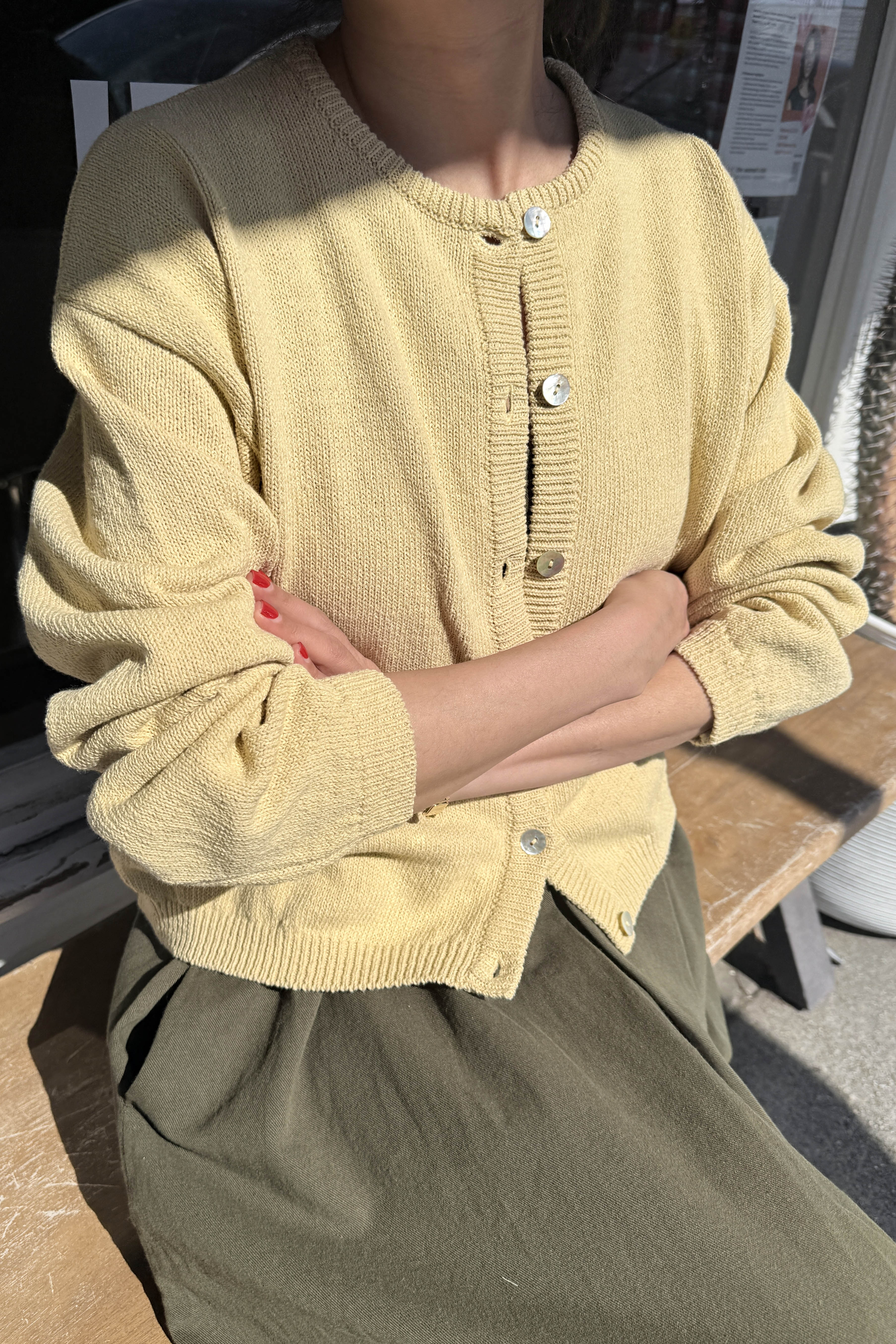 Cotton Leila Cardigan - Custard