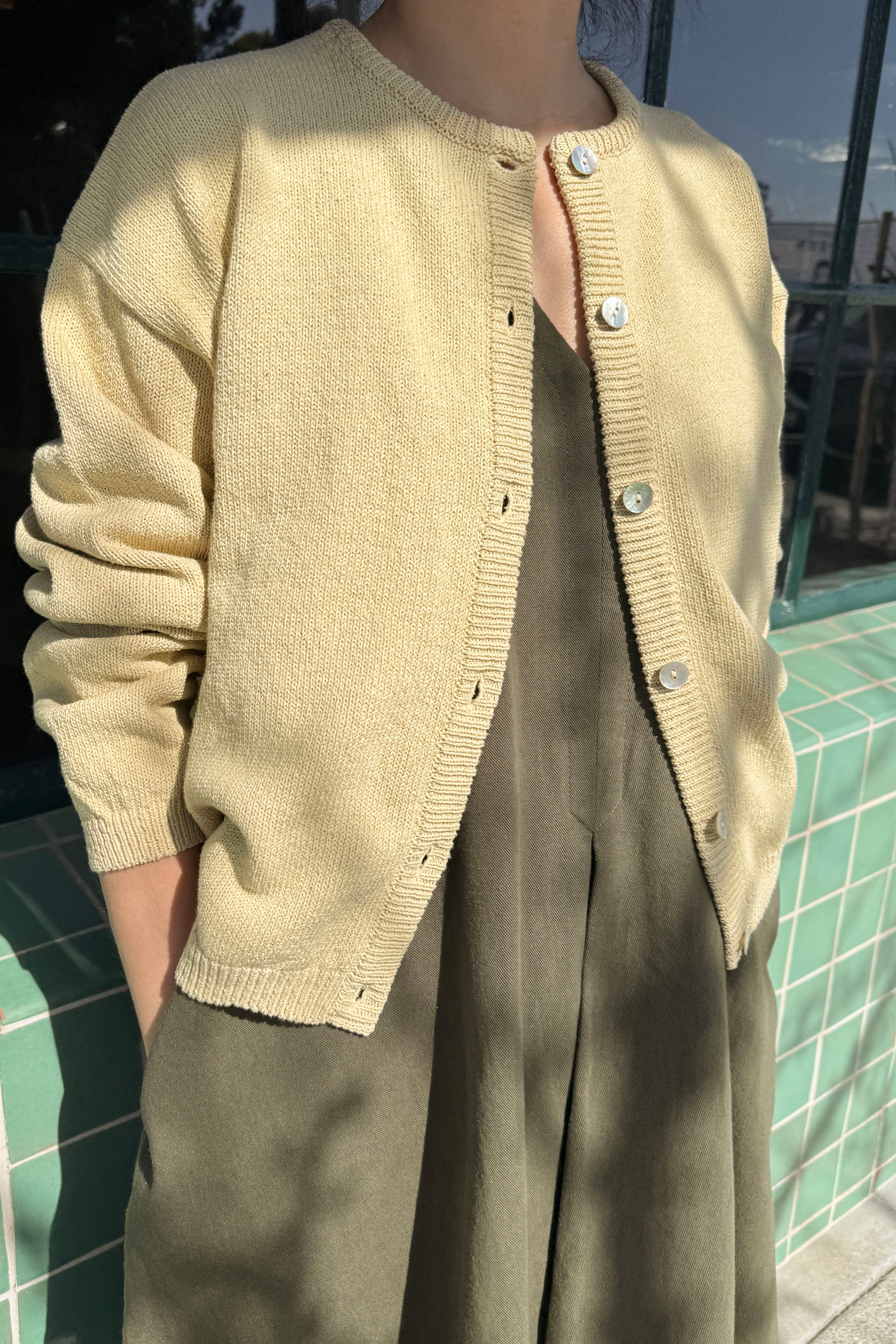 Cotton Leila Cardigan - Custard