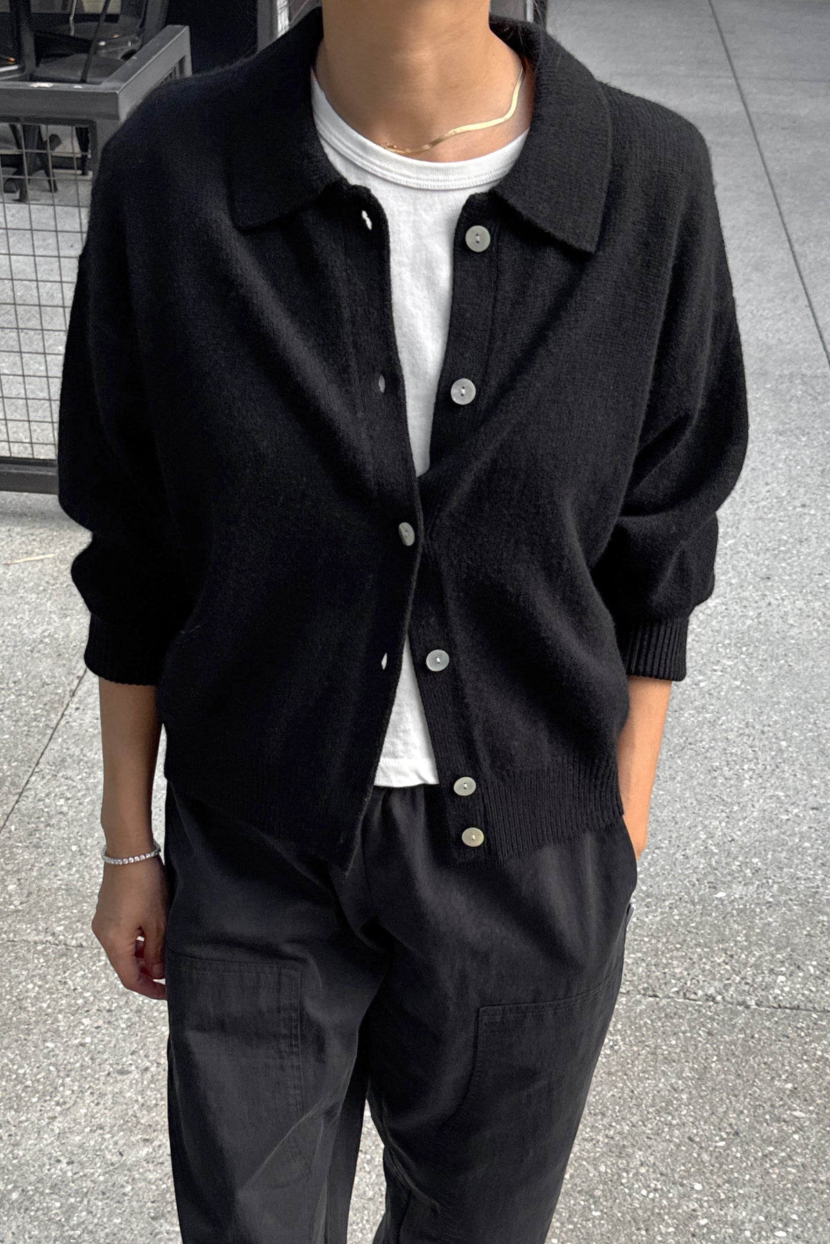 Lou Cashmere Cardigan - Black