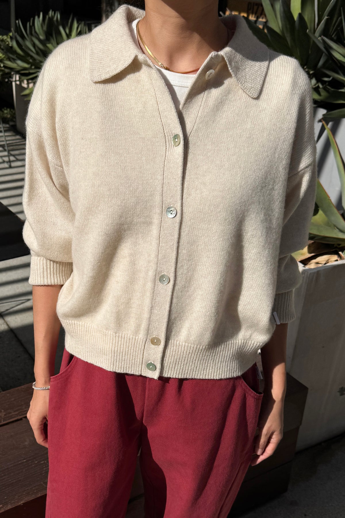 Lou Cashmere Cardigan - Oatmeal