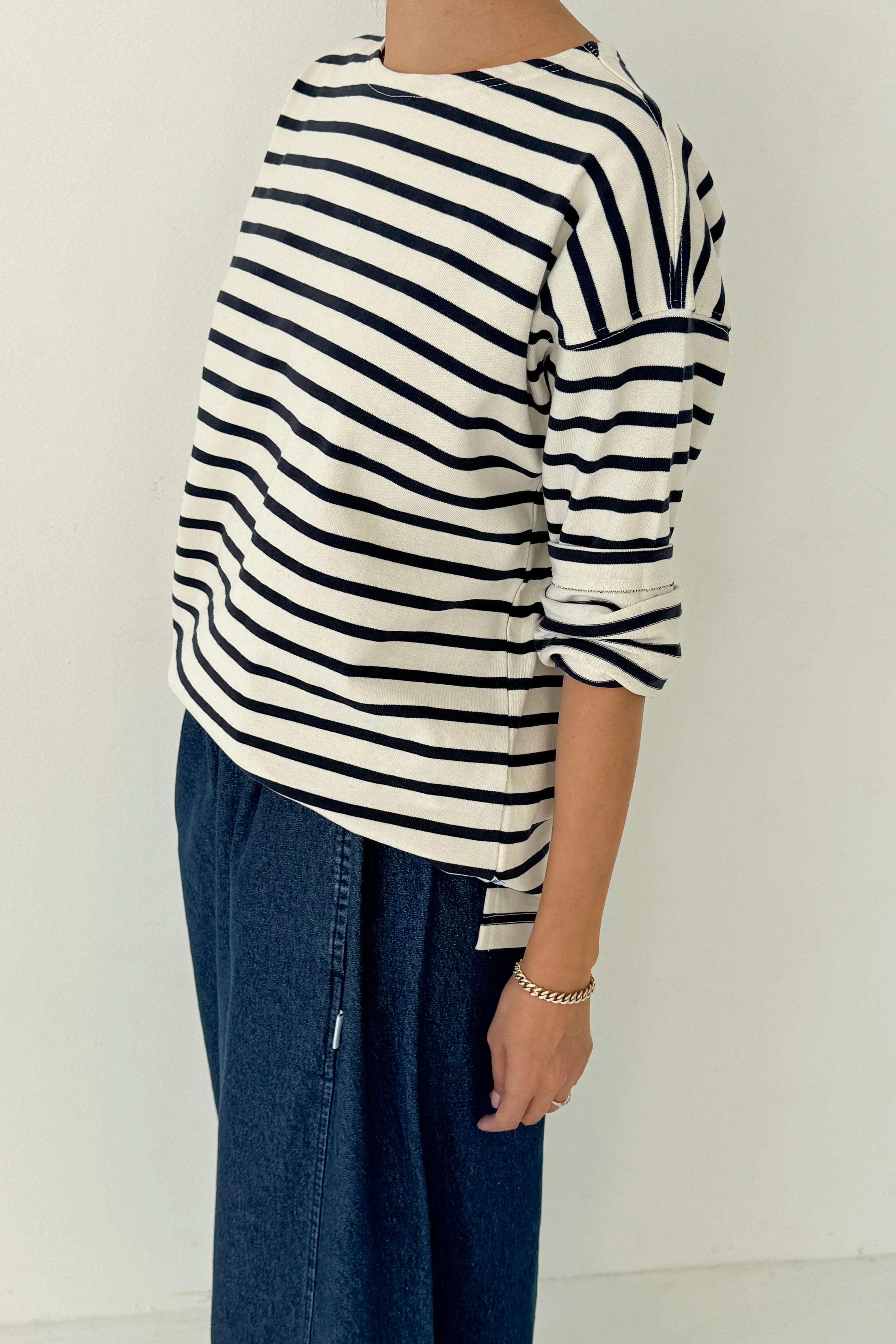 Marseille Top - Navy Stripe on Cream