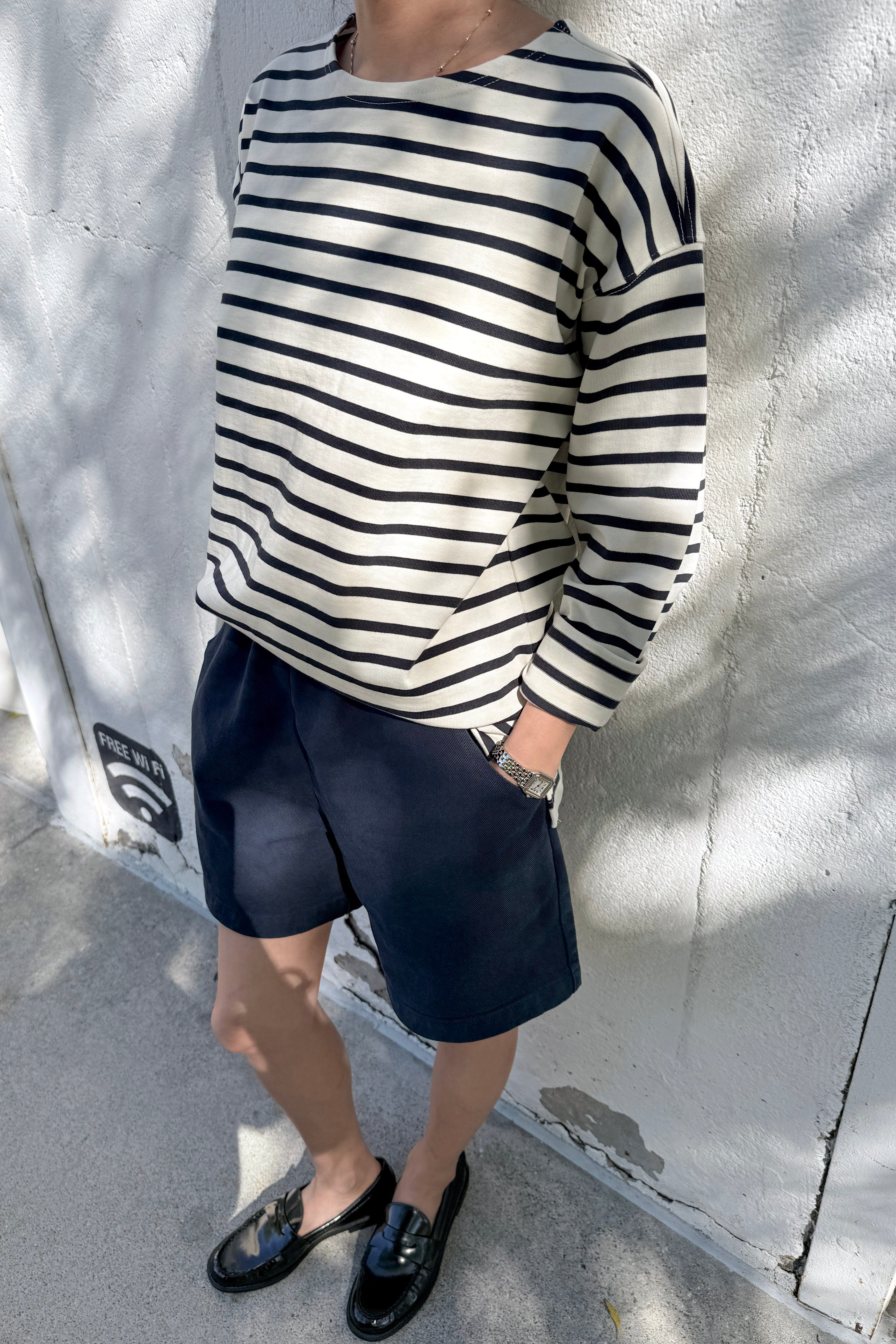 Marseille Top - Navy Stripe on Cream