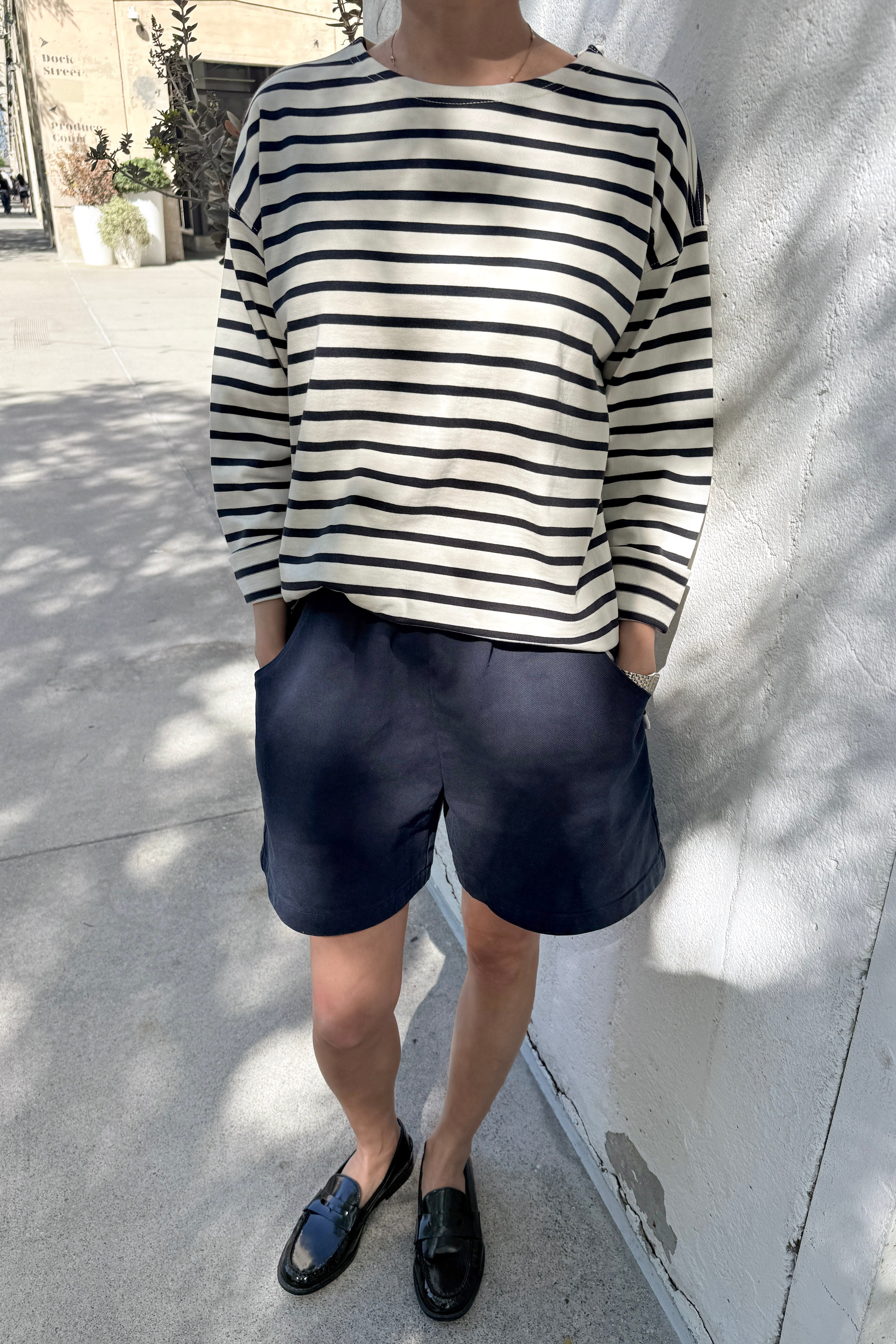 Marseille Top - Navy Stripe on Cream