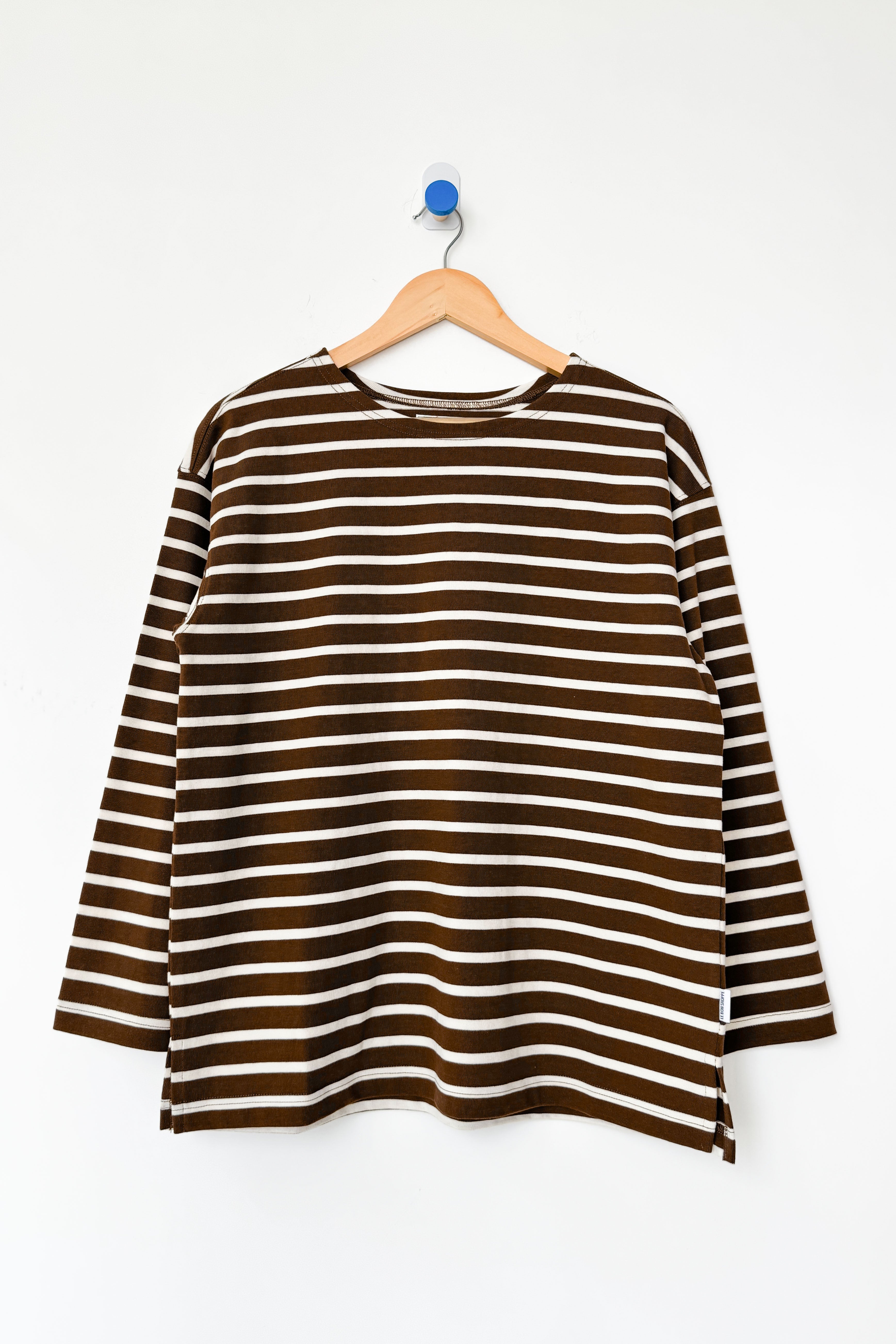 Marseille Top - White Stripe on Coffee