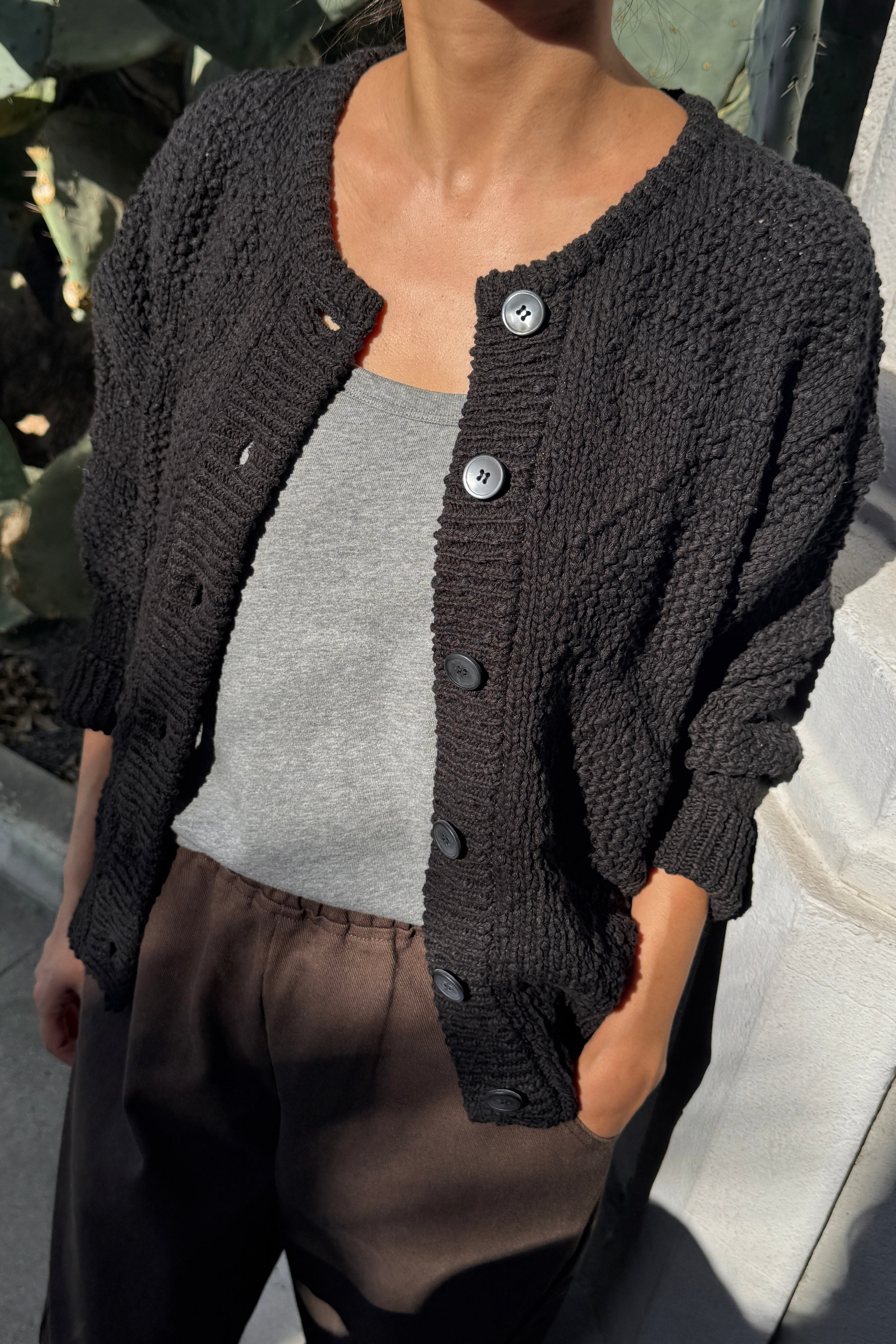 Mason Cotton Cardigan - Black
