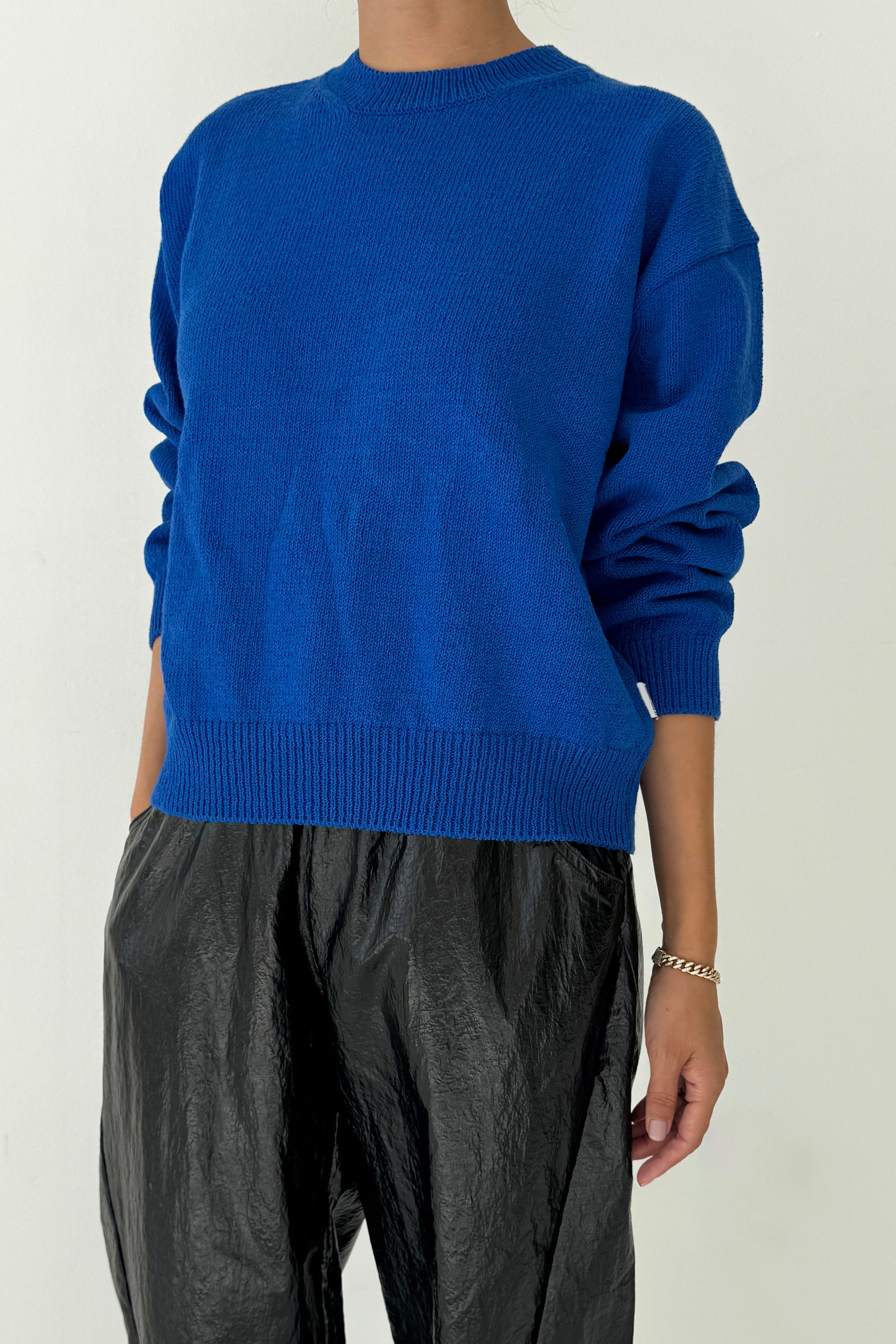 Milo Cotton Sweater - Cobalt