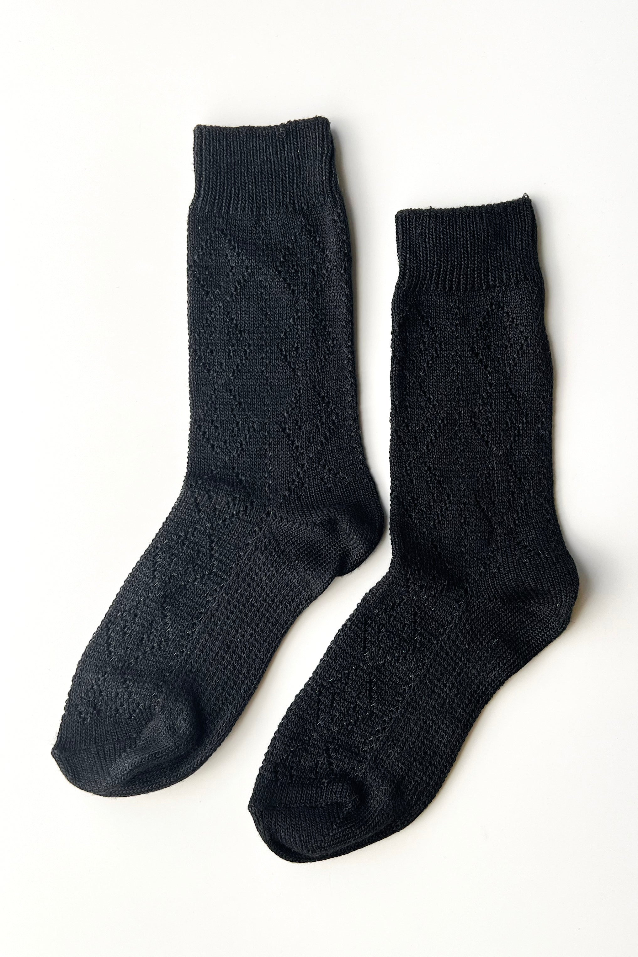 Modal Eyelet Socks - Jet Black