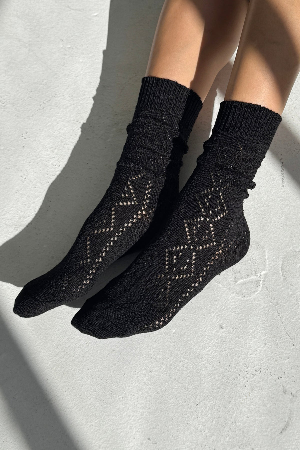 Modal Eyelet Socks - Jet Black