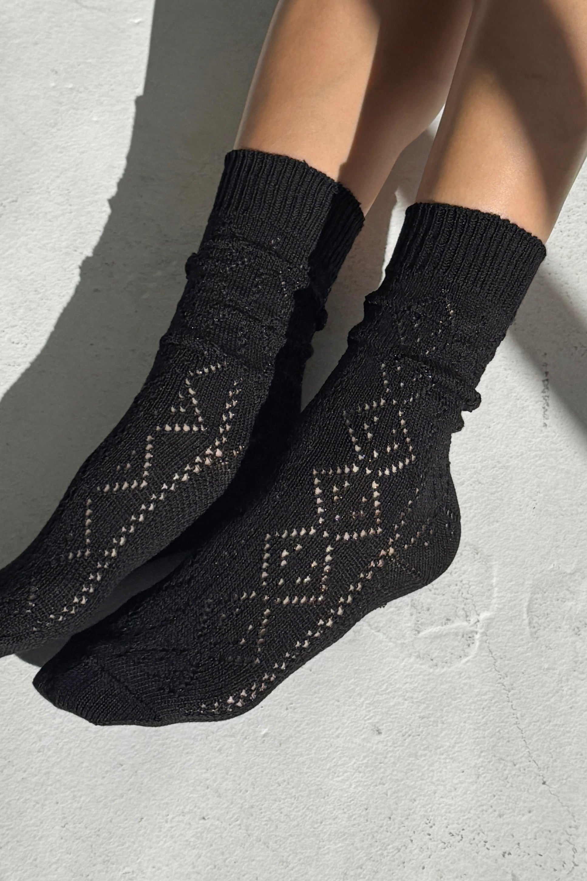 Modal Eyelet Socks - Jet Black