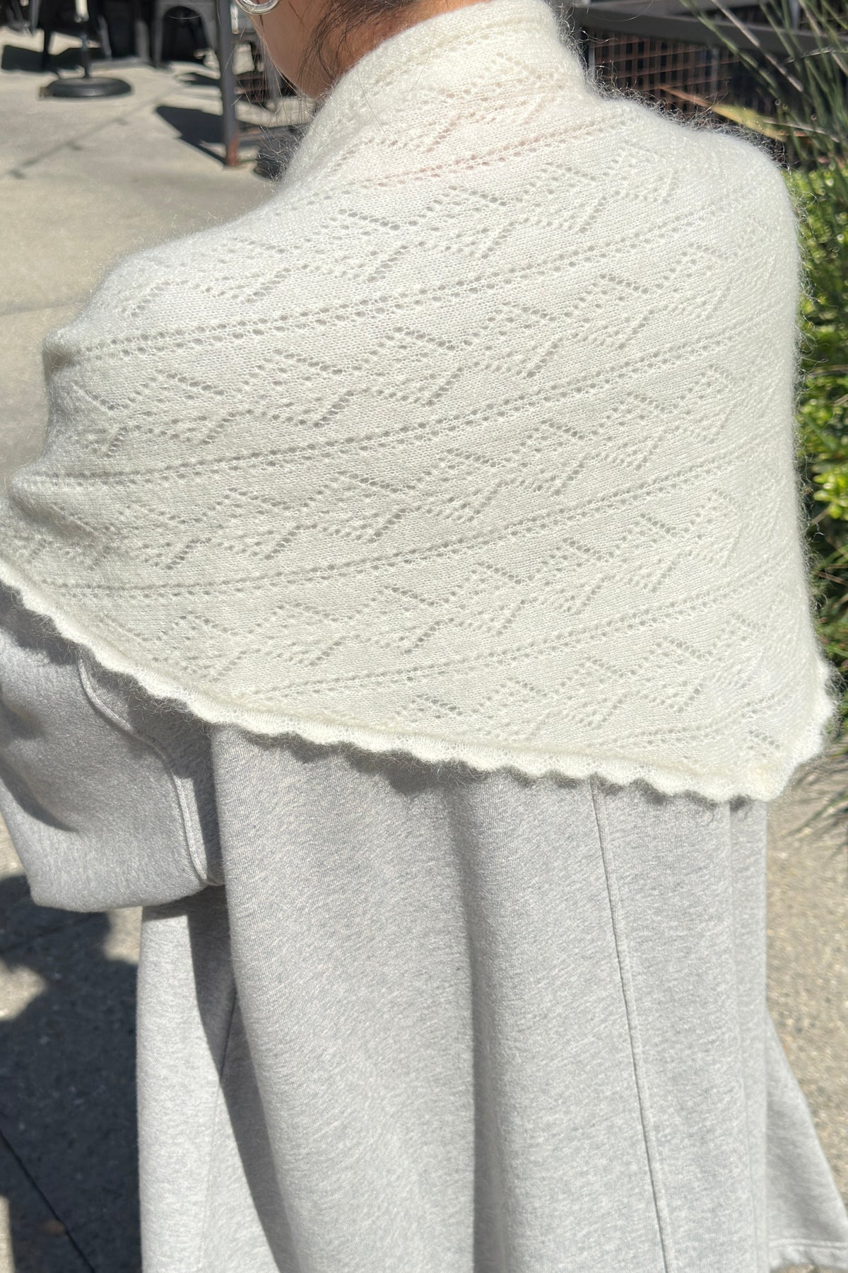 Mohair Pointelle Shawl - Pearl