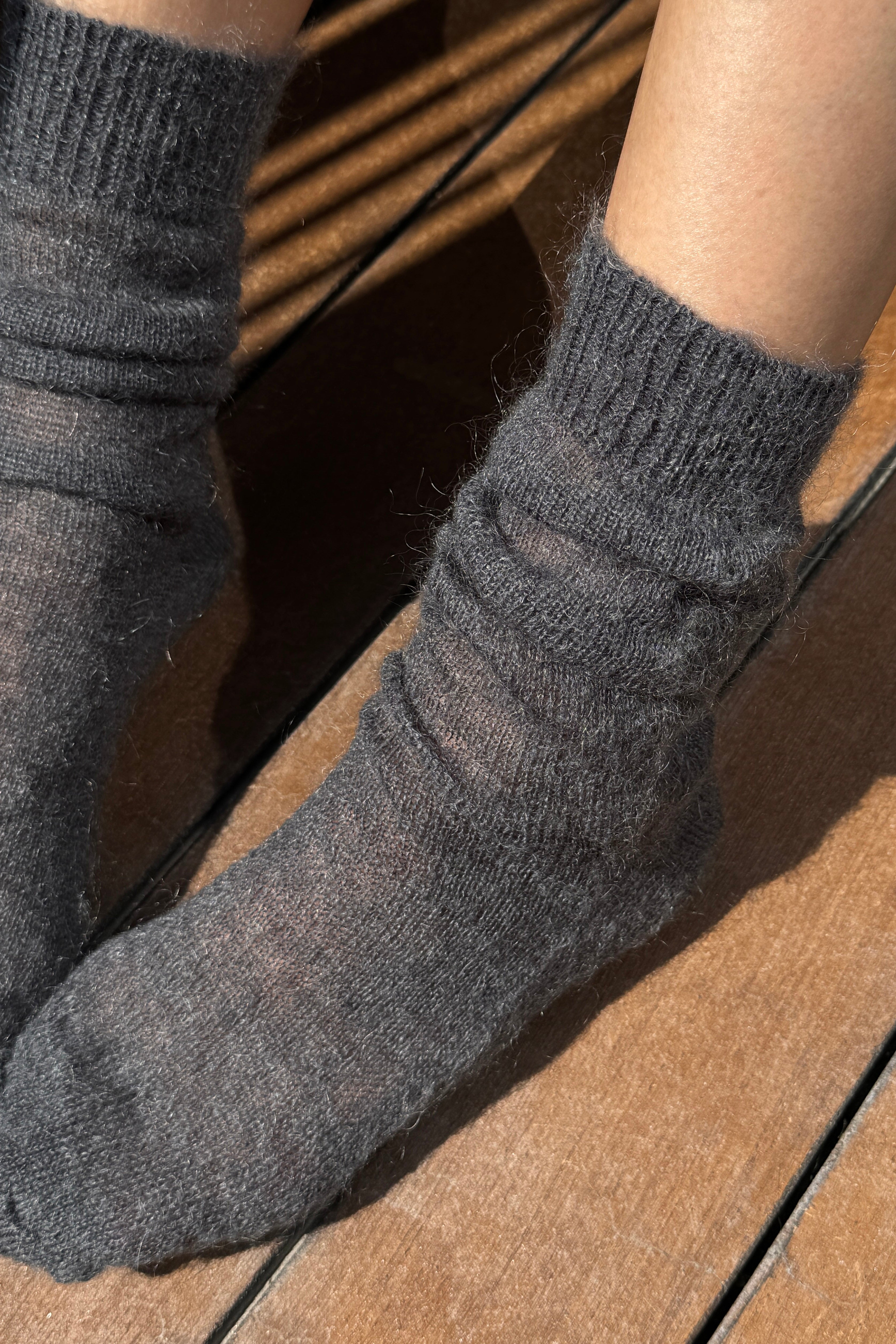 Mohair Veil Socks - Charcoal